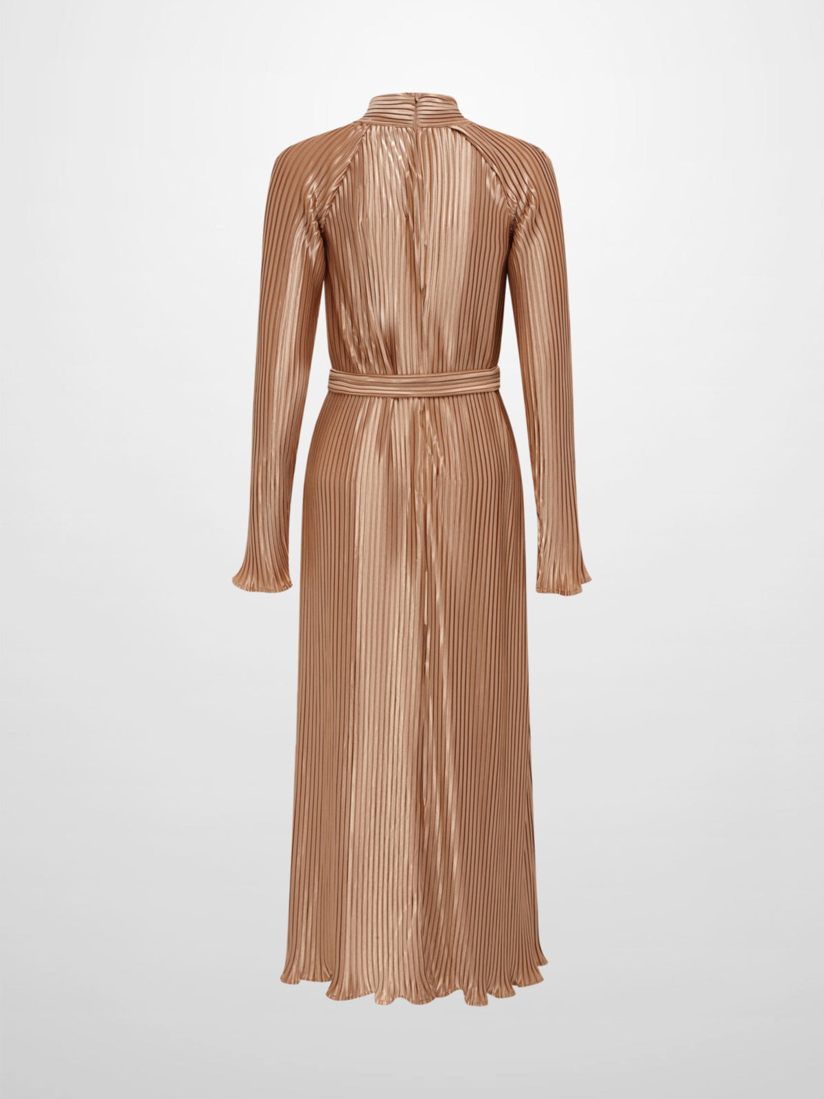 Accordian Pleat Maxi Shift Dress - Champagne