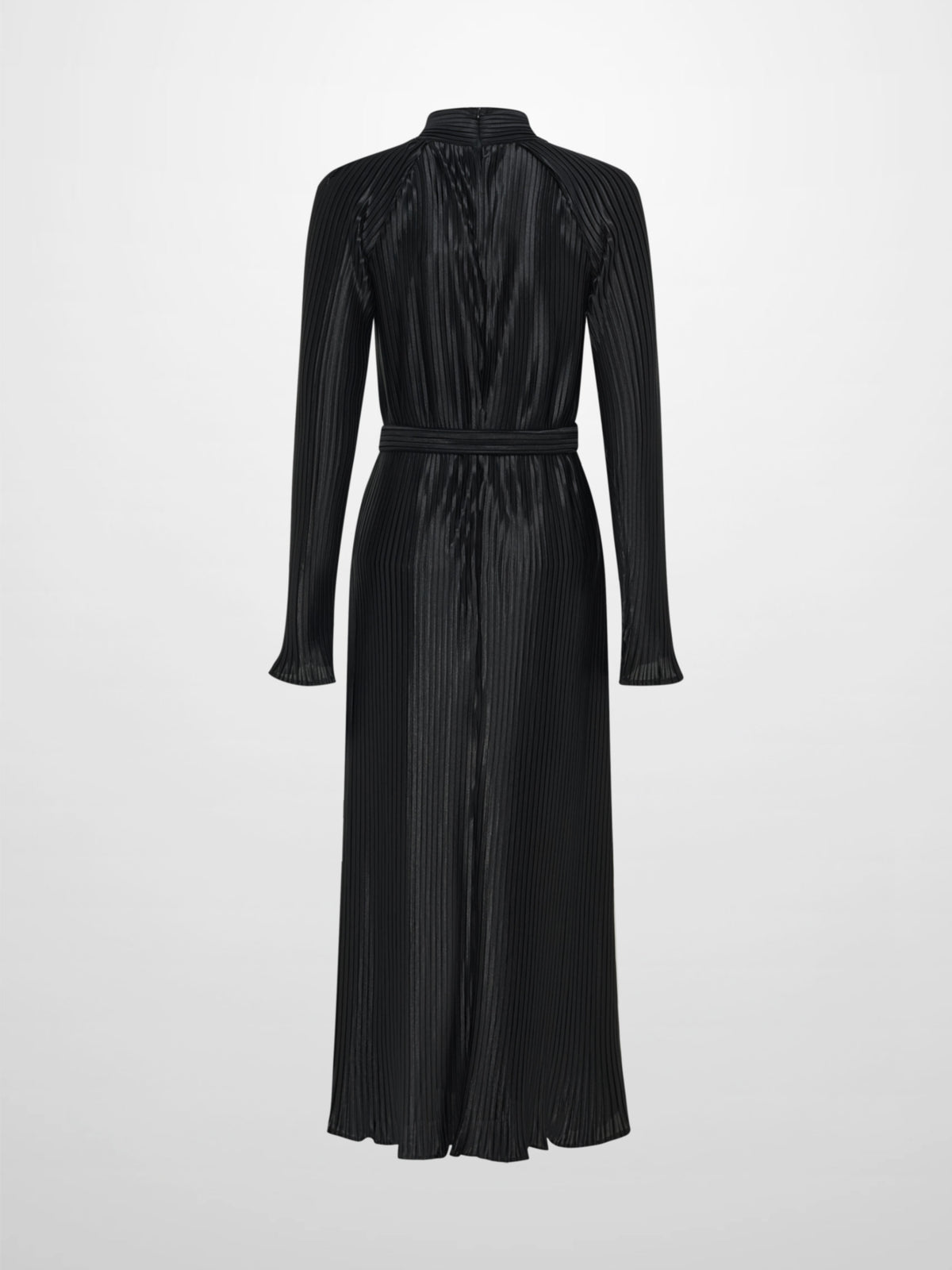 Accordian Pleat Maxi Shift Dress - Black