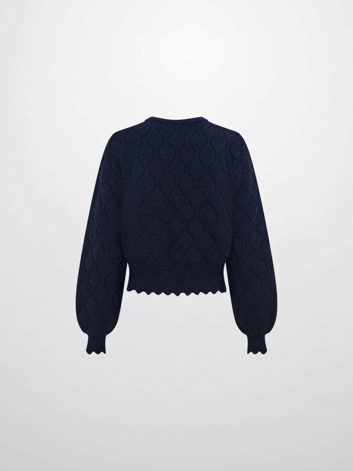 Scalloped Edge Hourglass Sweater - Navy