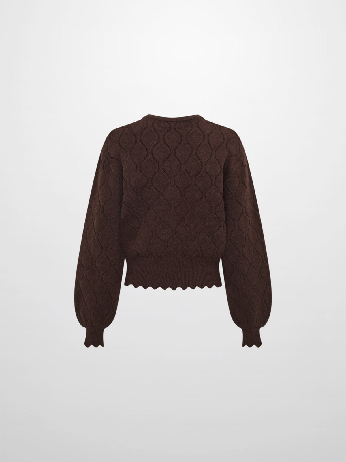 Scalloped Edge Hourglass Sweater - Brown