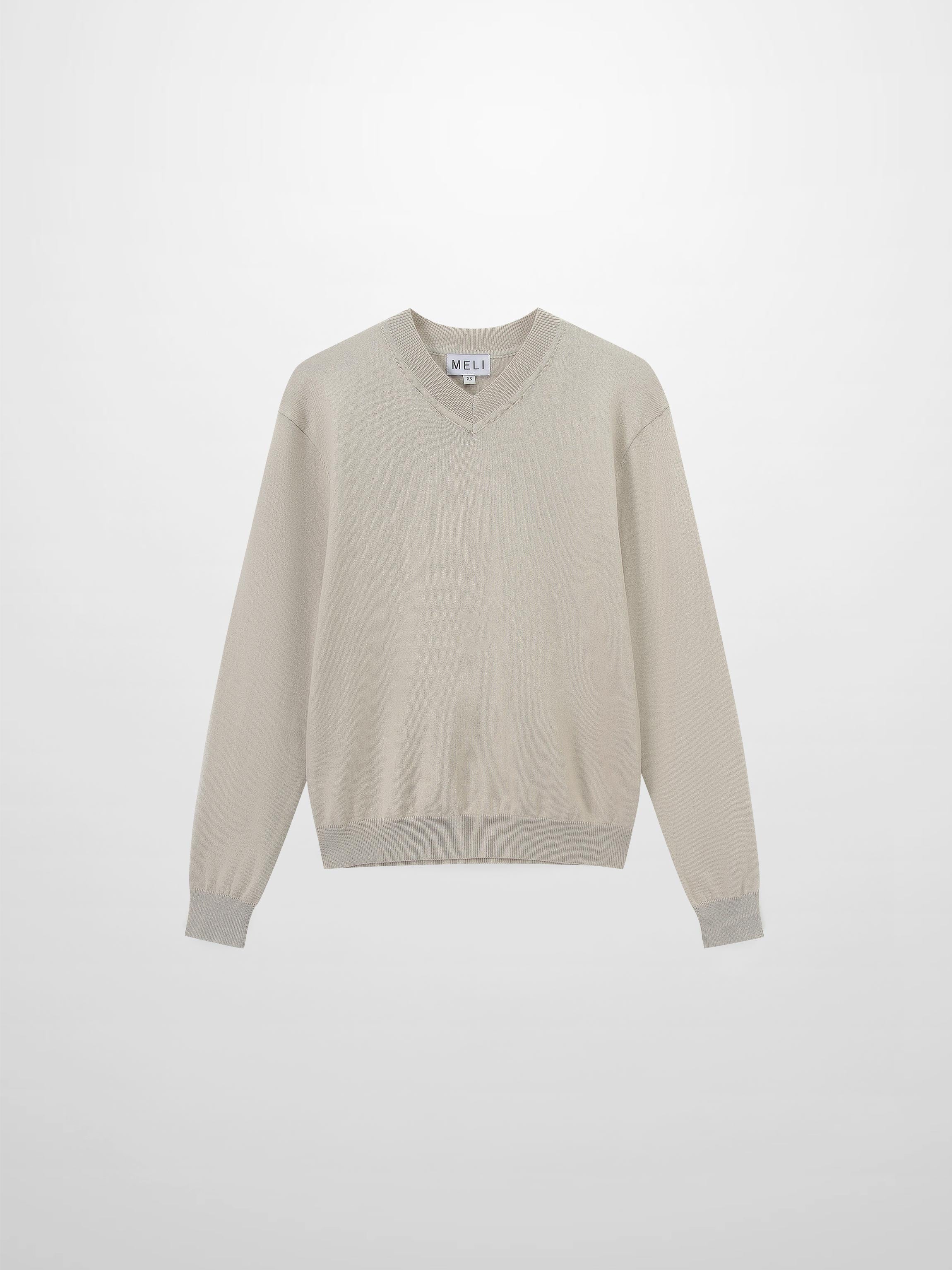 High V Lightweight Sweater-Light Grey