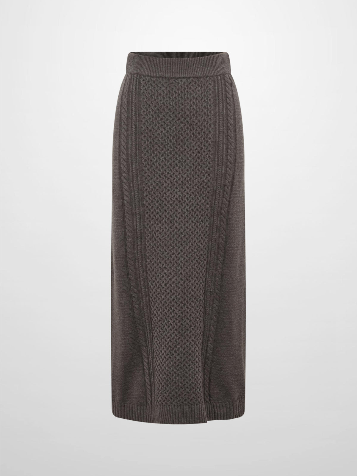 Mixed Cable Knit Skirt - Grey