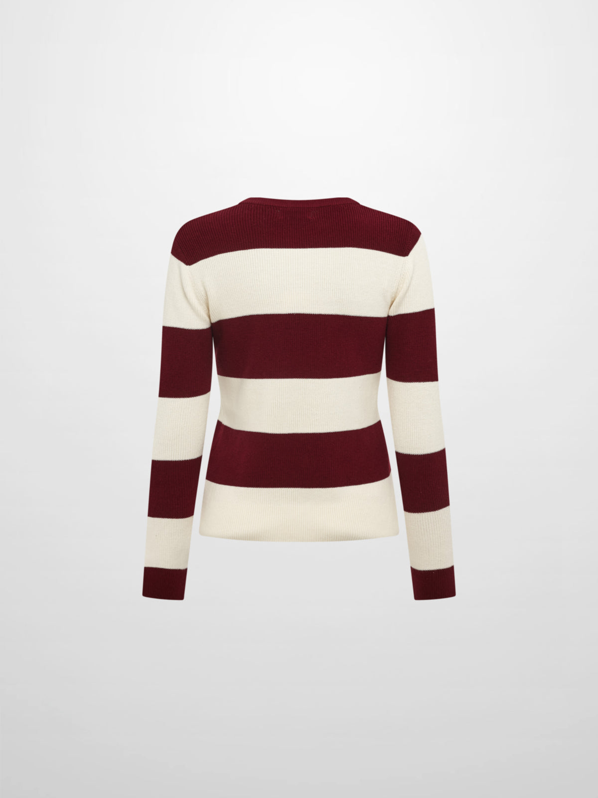 Waffle Knit Top - Burgundy/Cream