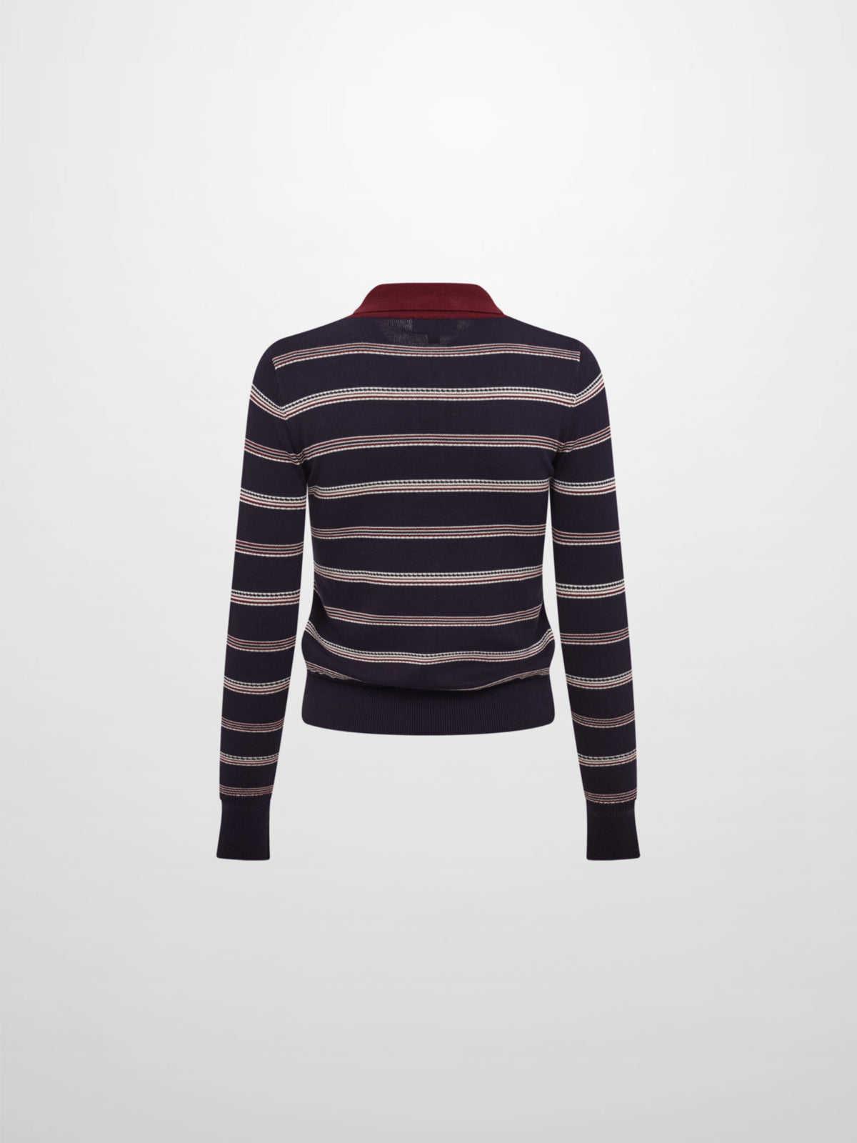 Thin Knit Polo Top - Navy/Burgundy/Cream