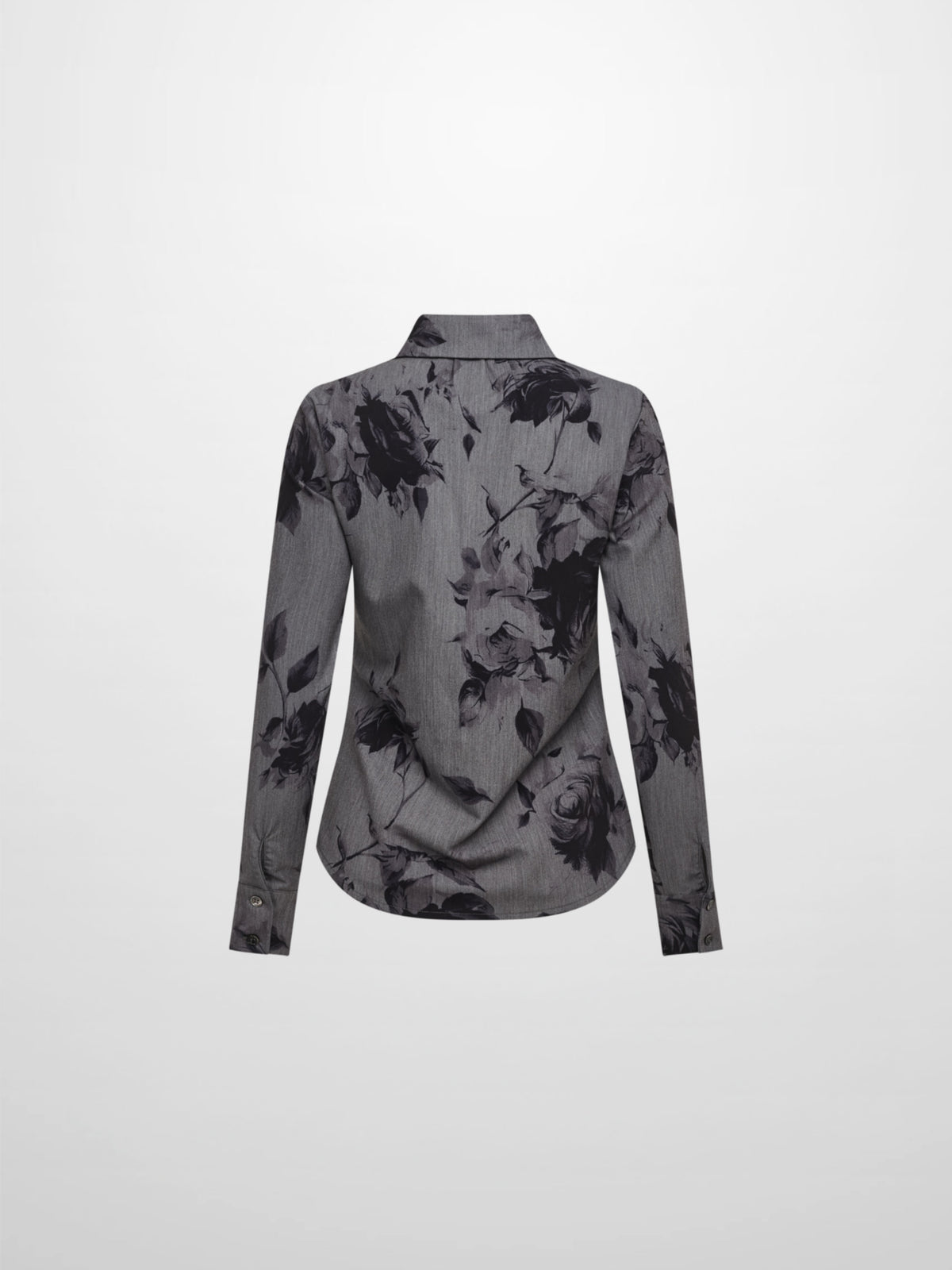 Printed Button Blouse - Grey/Black Floral