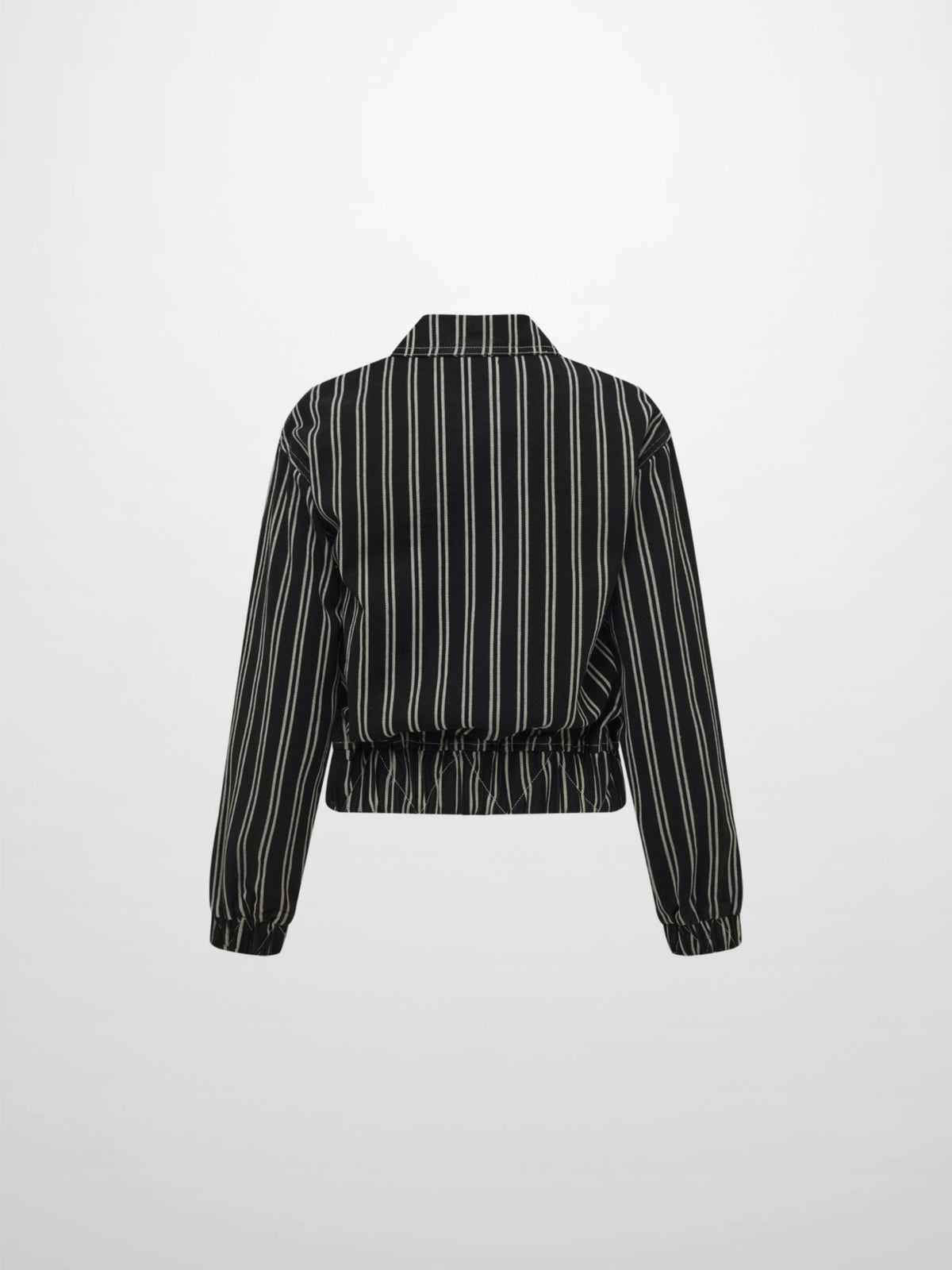 Denim Bomber Jacket - Black/White Stripes