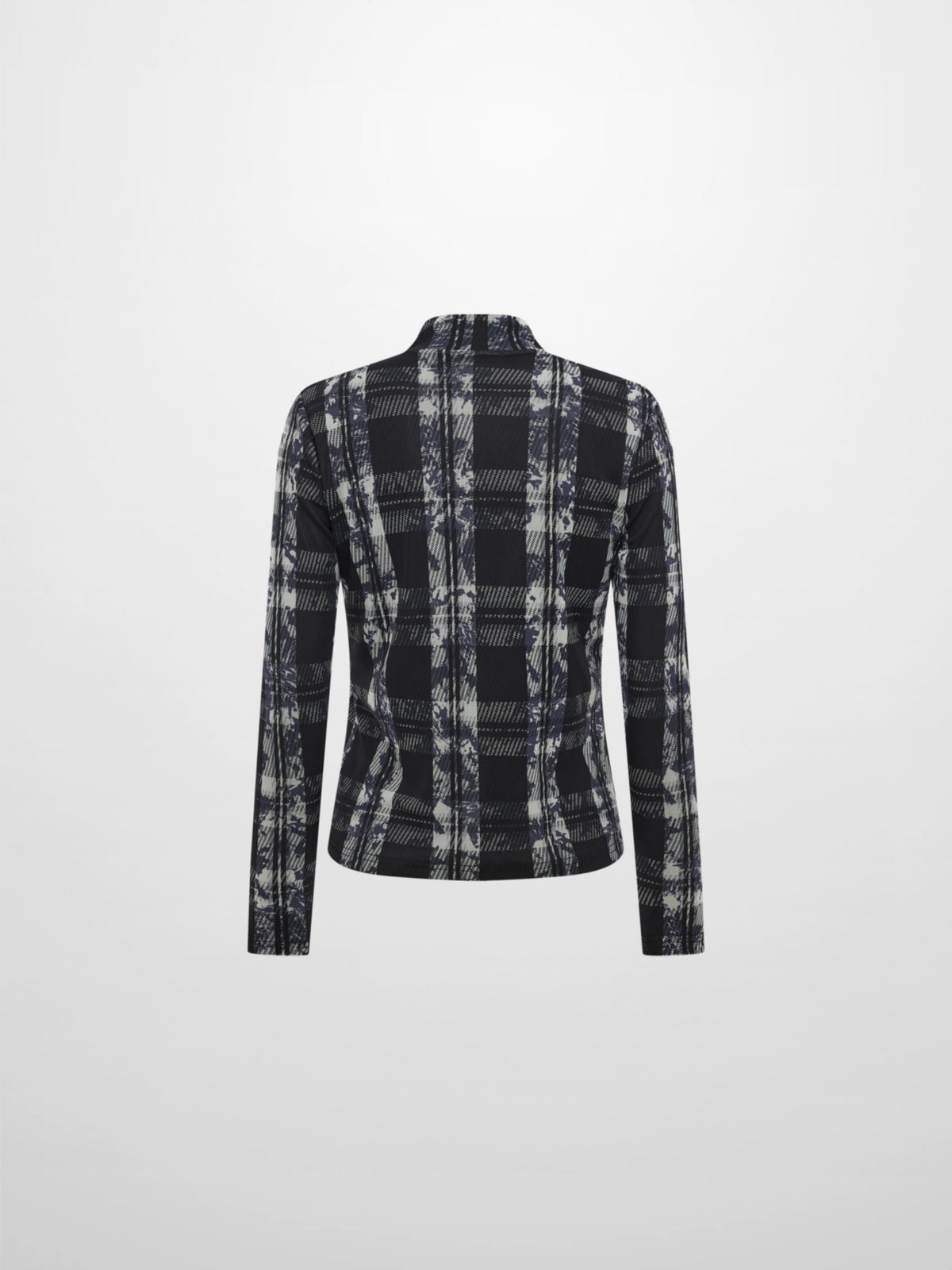 Mesh Plaid Turtleneck - Black Plaid
