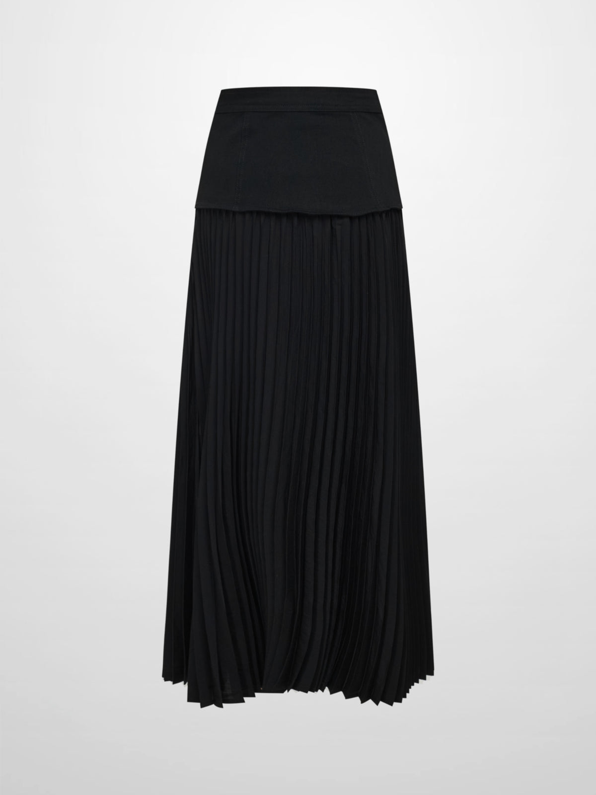 Button Panel Pleated Skirt - Black