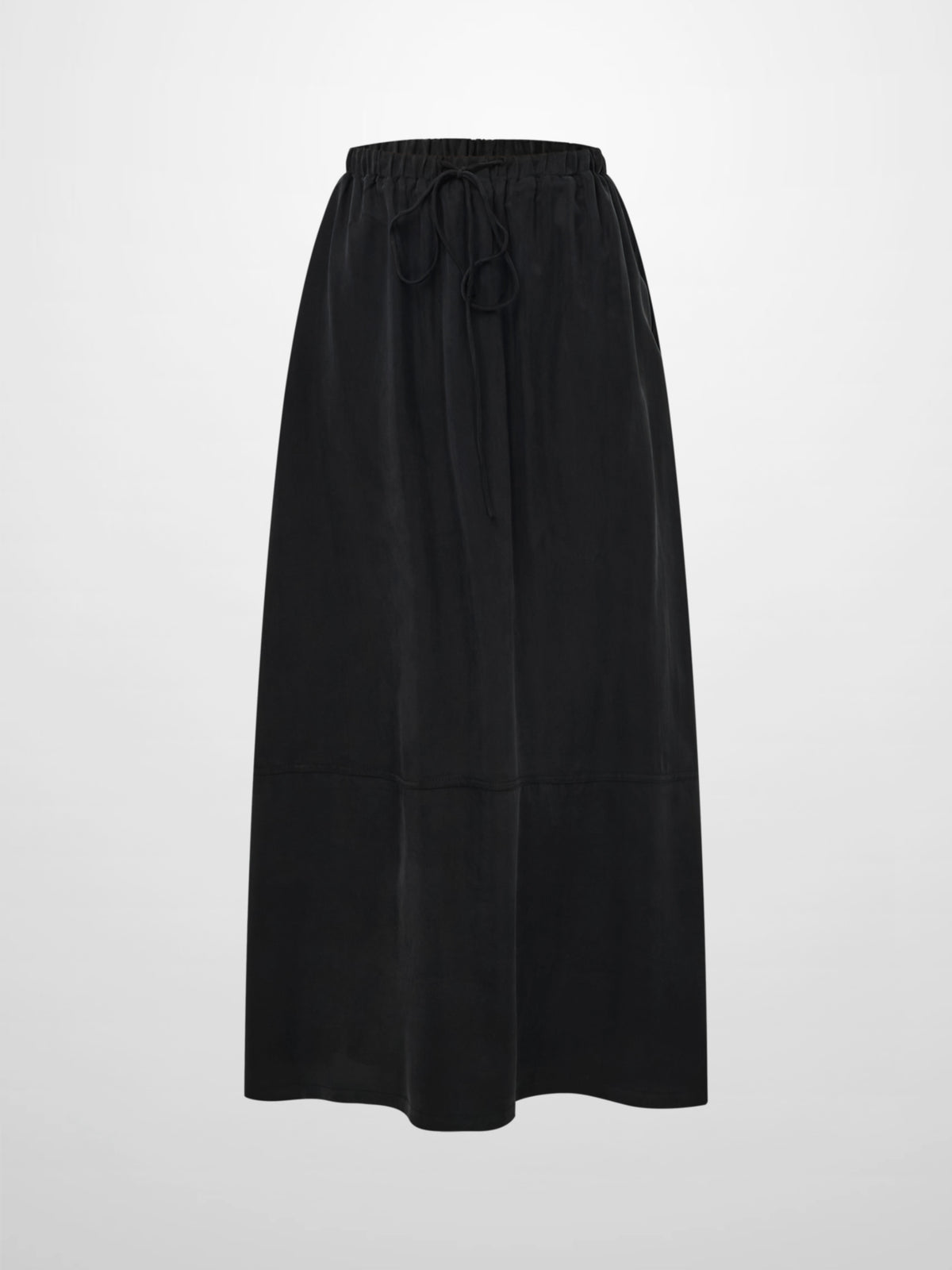 Drawstring Cupro Skirt - Black