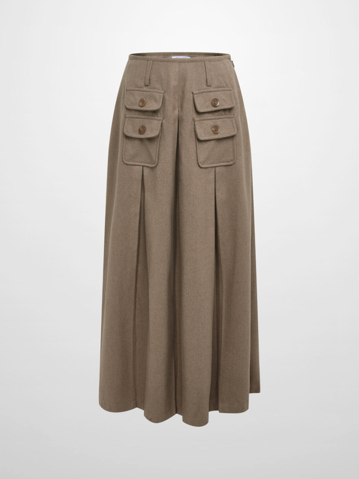 Pocket Detail Pleat Skirt - Warm Taupe