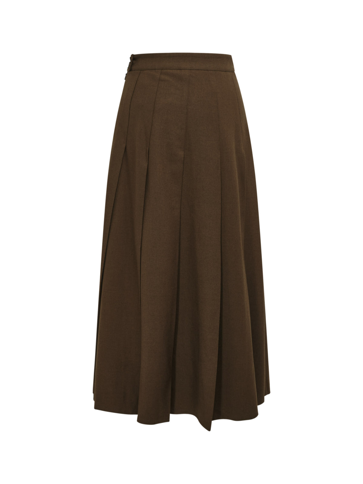 Stitch Down Pleated Basic Skirt - Military Brown