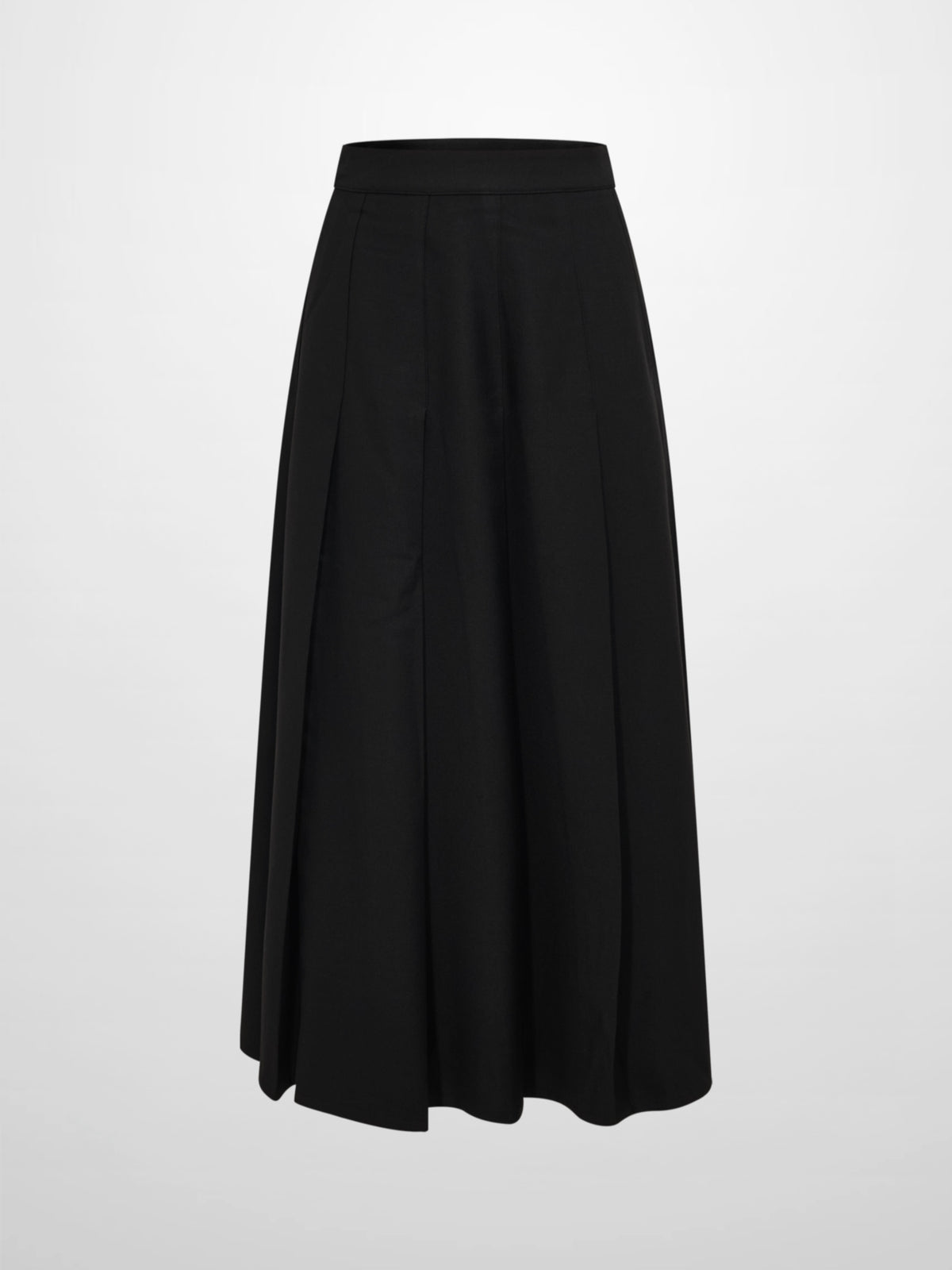 Stitch Down Pleated Basic Skirt - Black