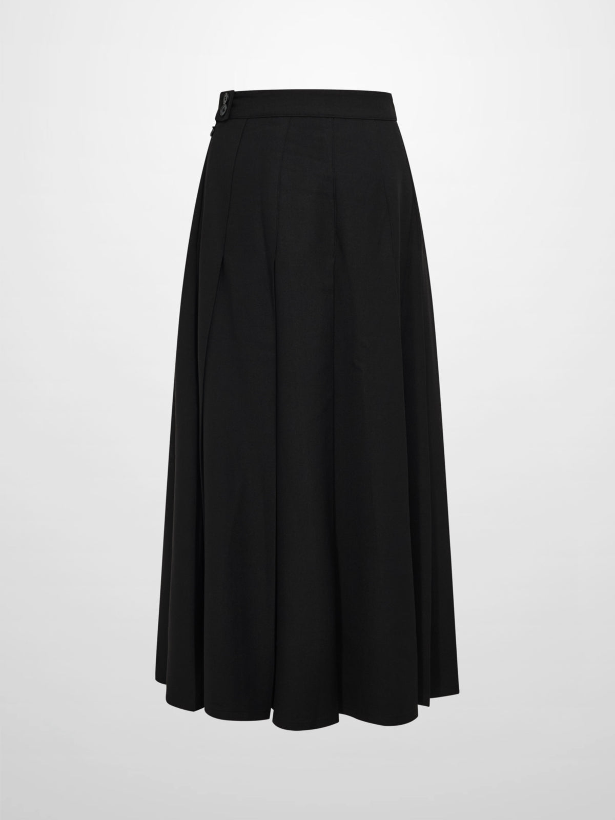 Stitch Down Pleated Basic Skirt - Black