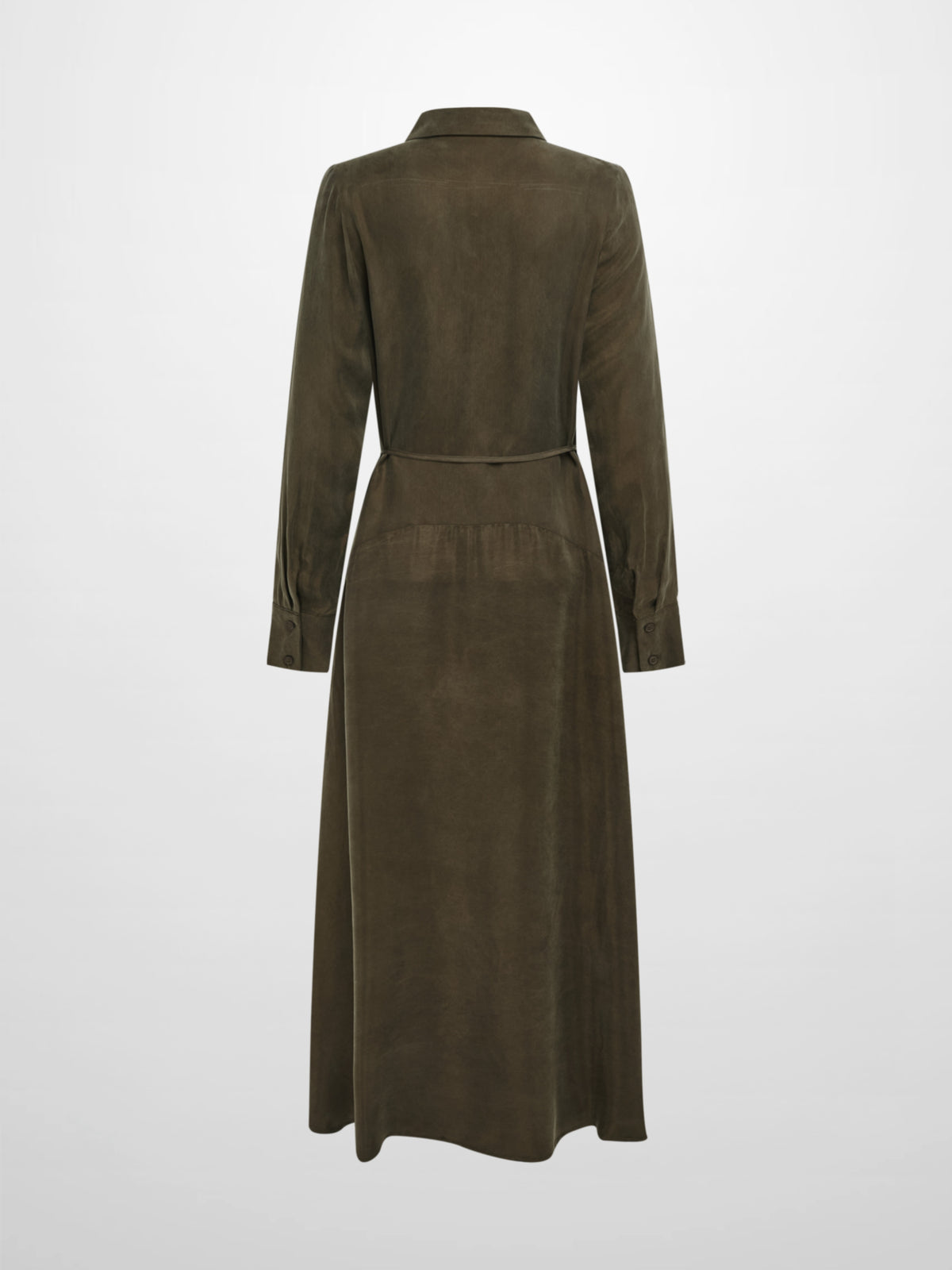 Cupro Drop Waist Maxi Dress - Olive