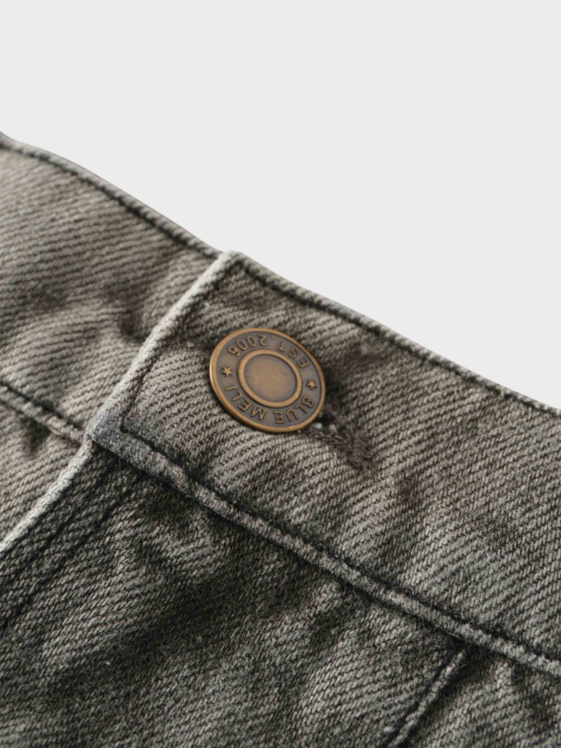 Stitched Pleated Denim Skirt-Grey