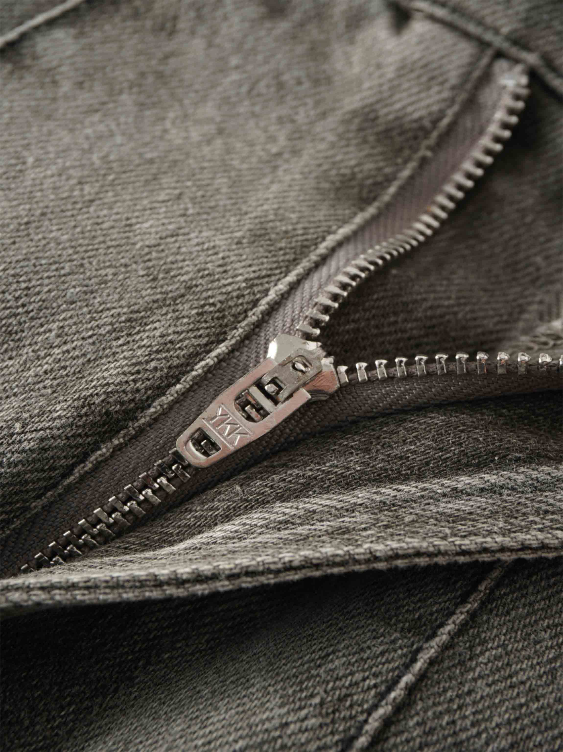 Stitched Pleated Denim Skirt-Grey