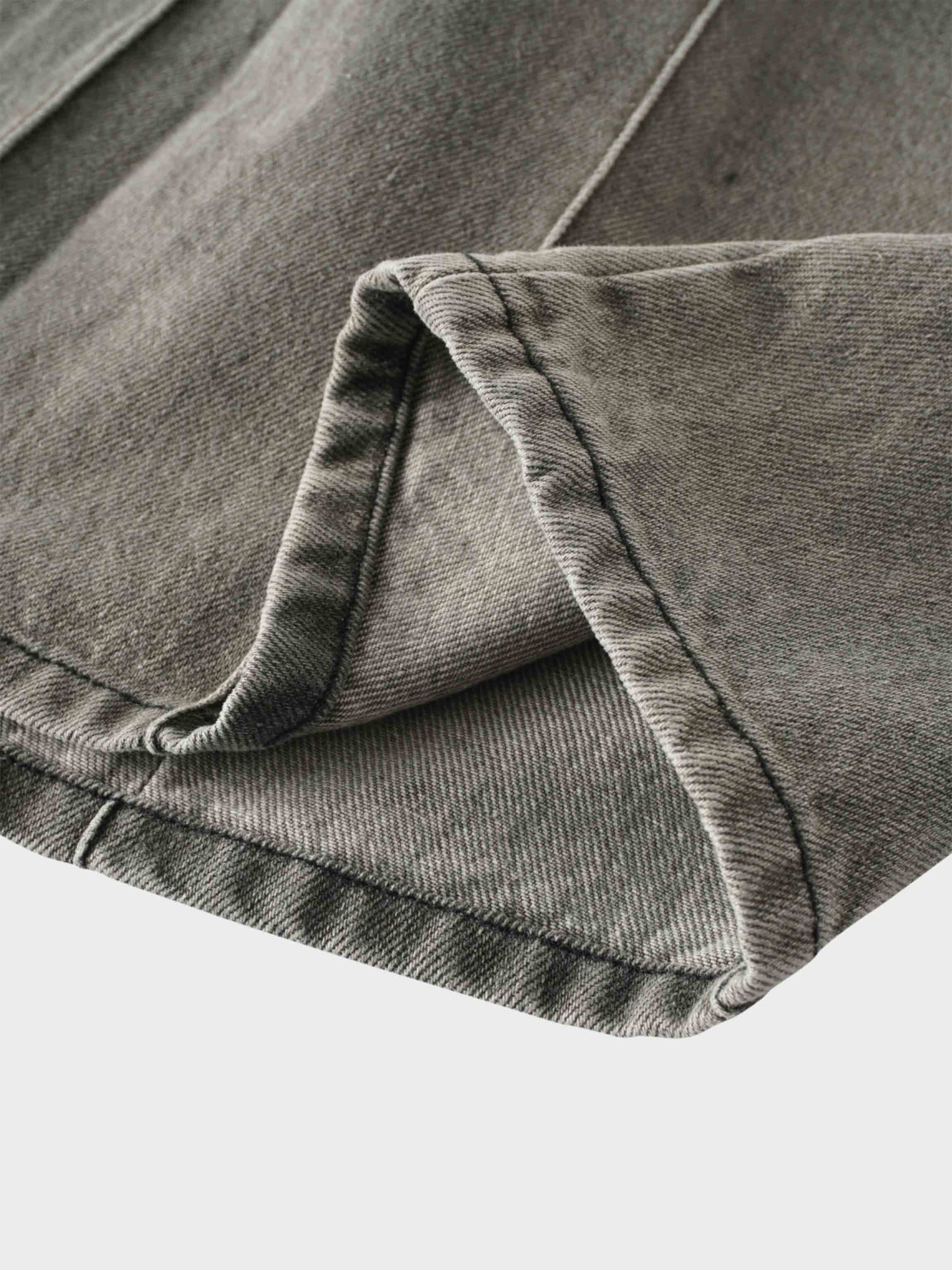 Stitched Pleated Denim Skirt-Grey