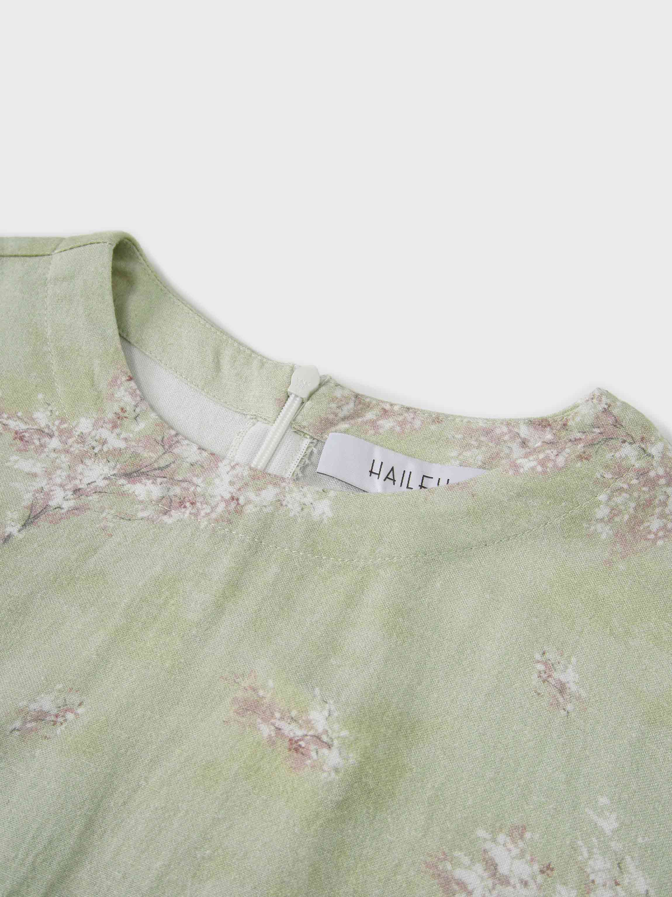 Linen Blend Crop Swing Top-Soft Floral