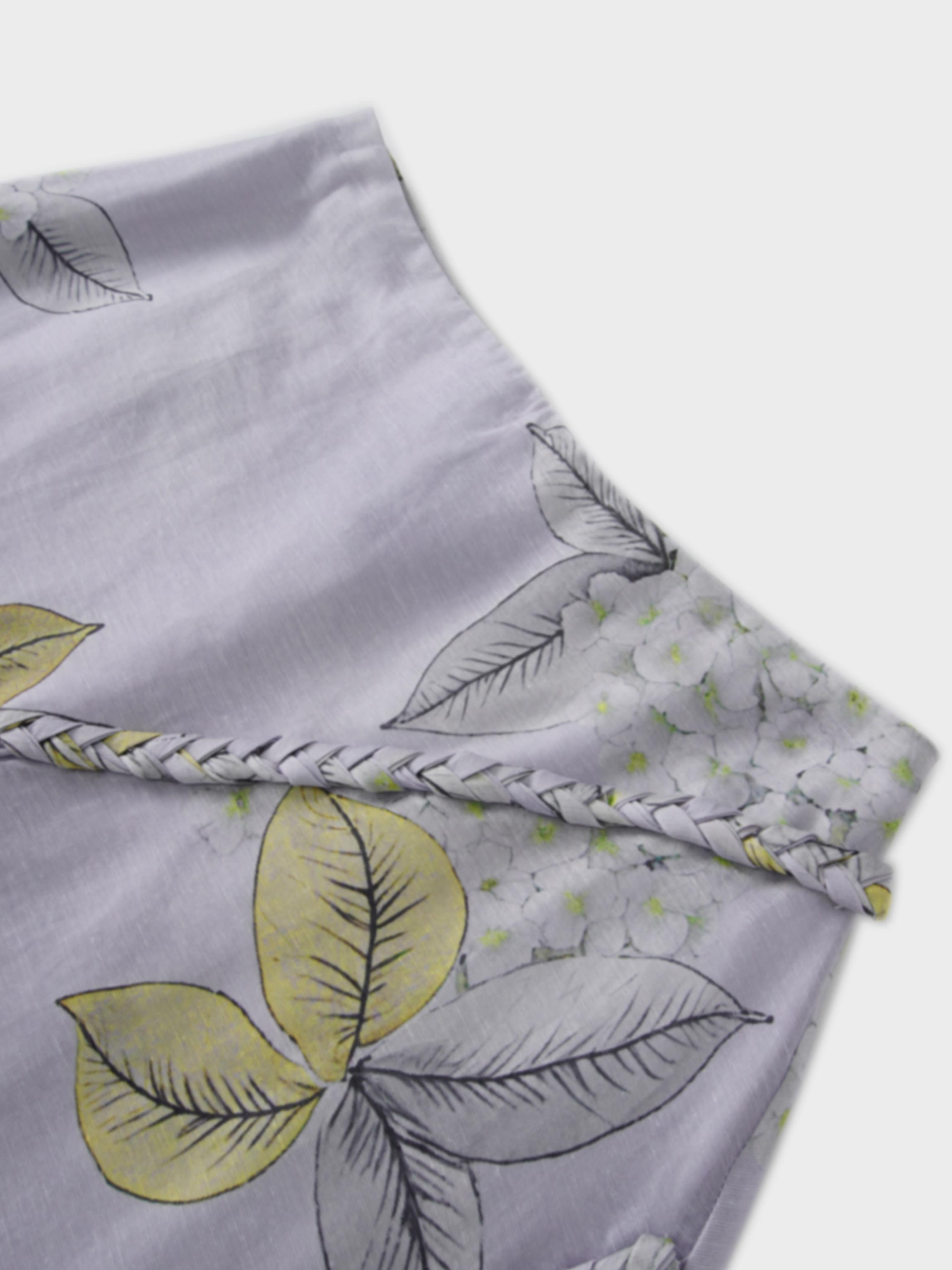 Braided Detail A-Line Skirt-Lavender Floral