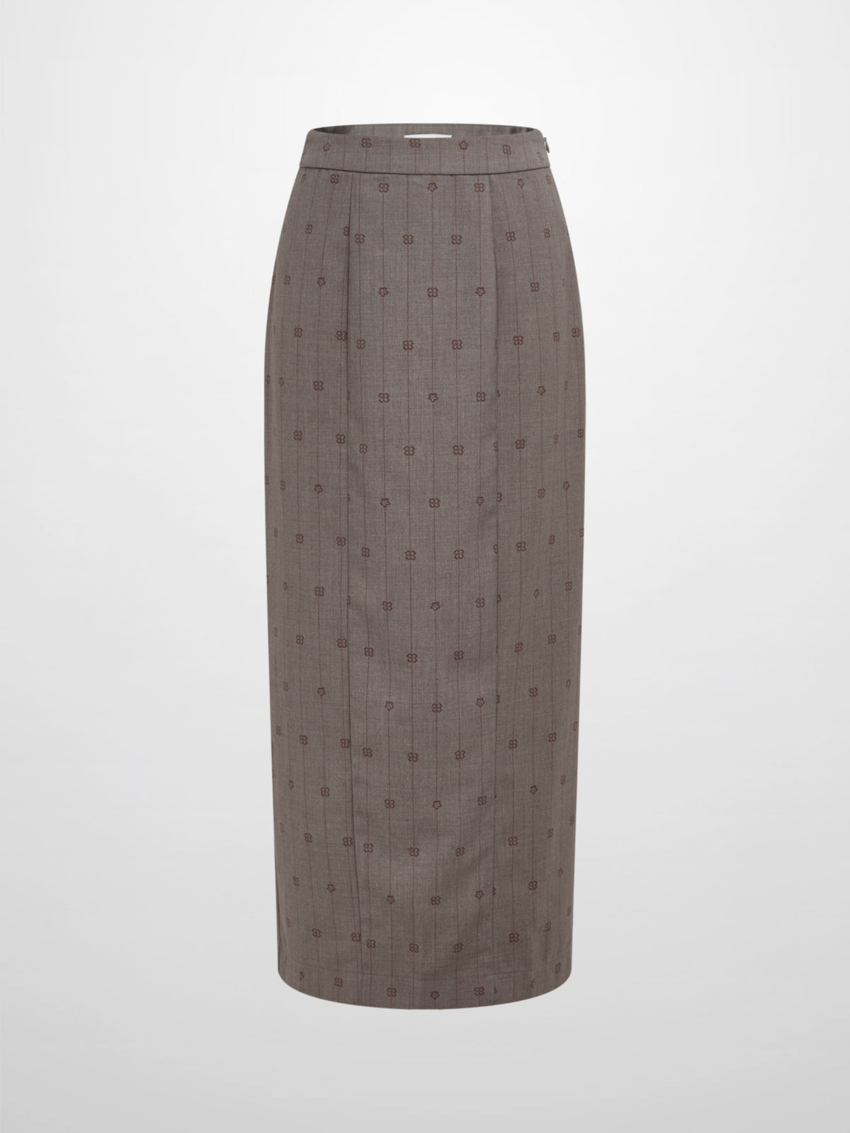 Printed Straight Maxi Skirt - Grey