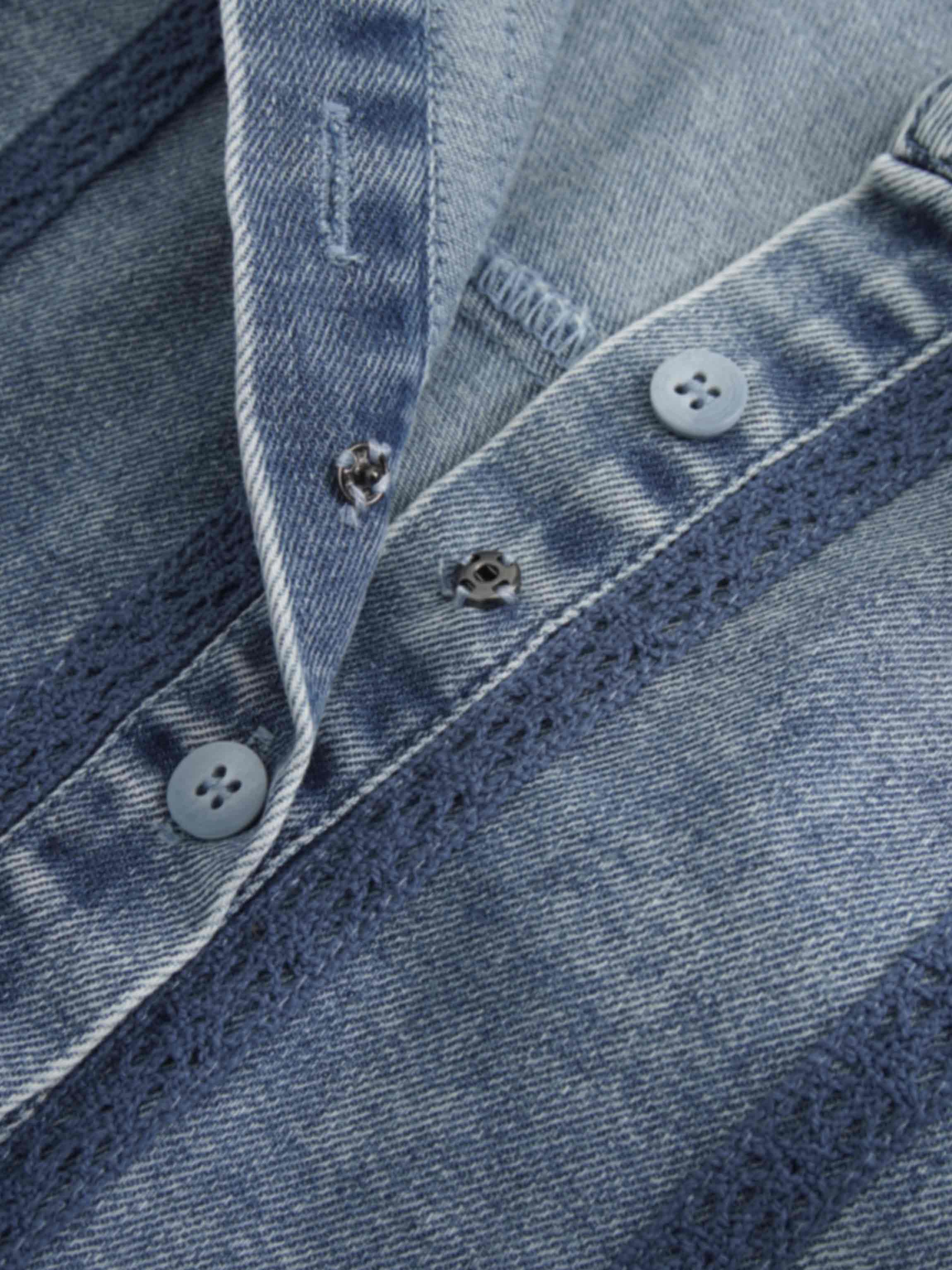 Ruffle Layer Jacket-Washed Denim