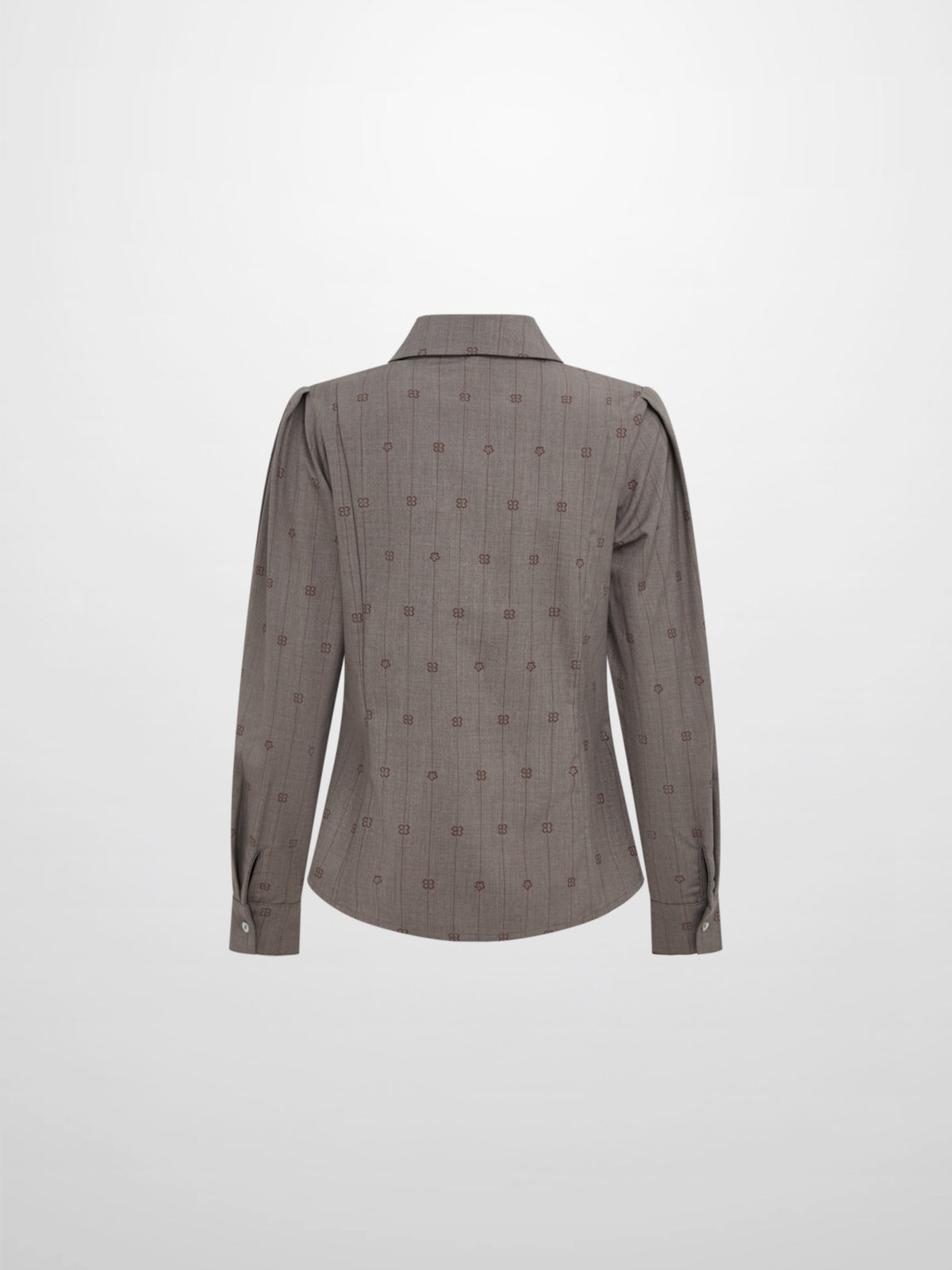 Printed Collar Detail Blouse - Grey