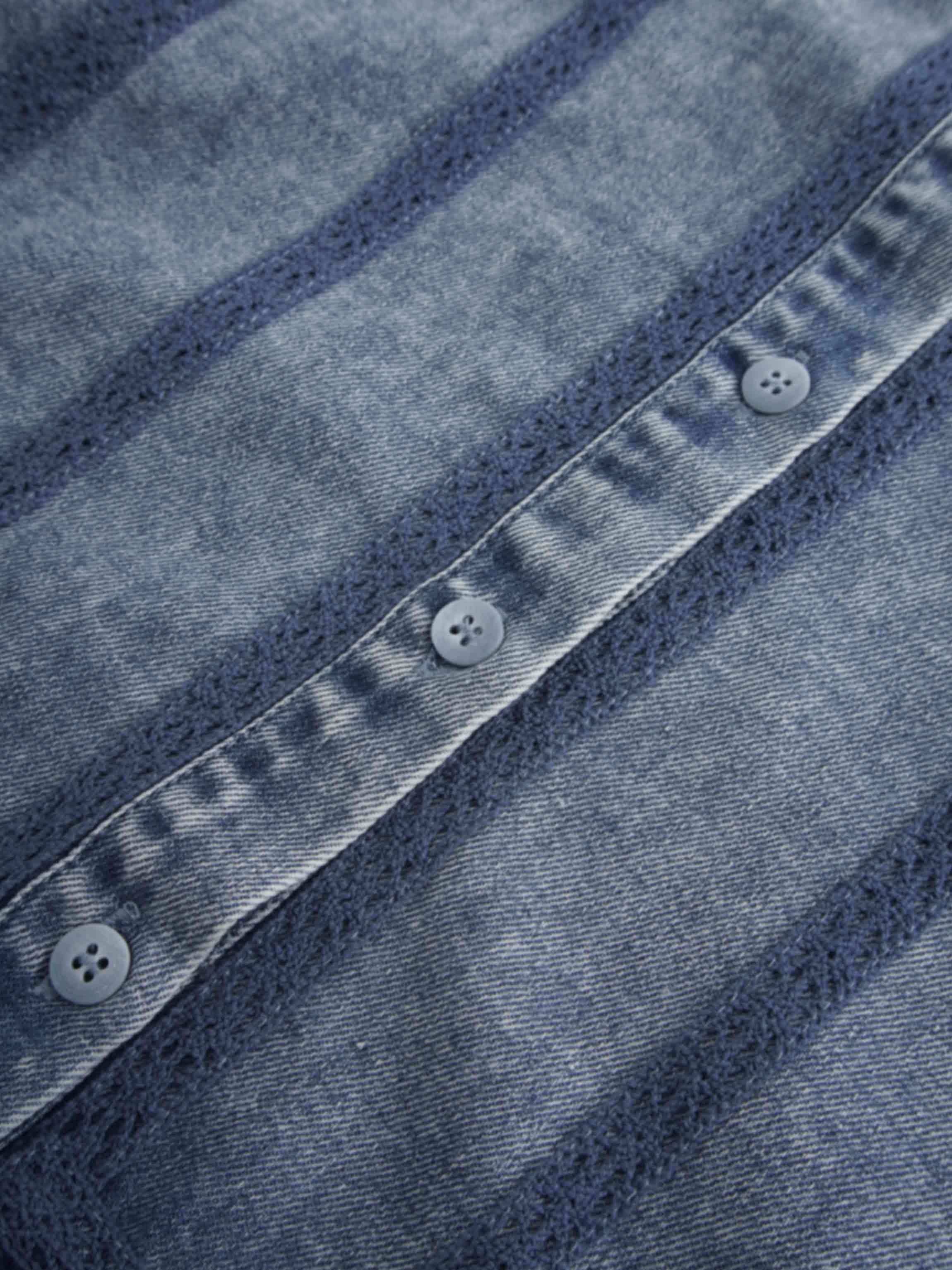 Ruffle Layer Jacket-Washed Denim