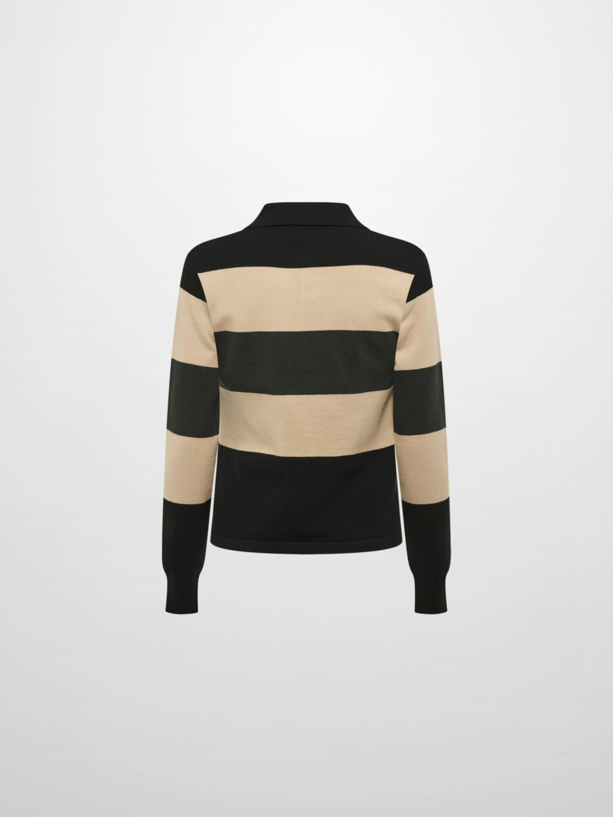 Knit Polo Top - Black/Oatmeal/Sage