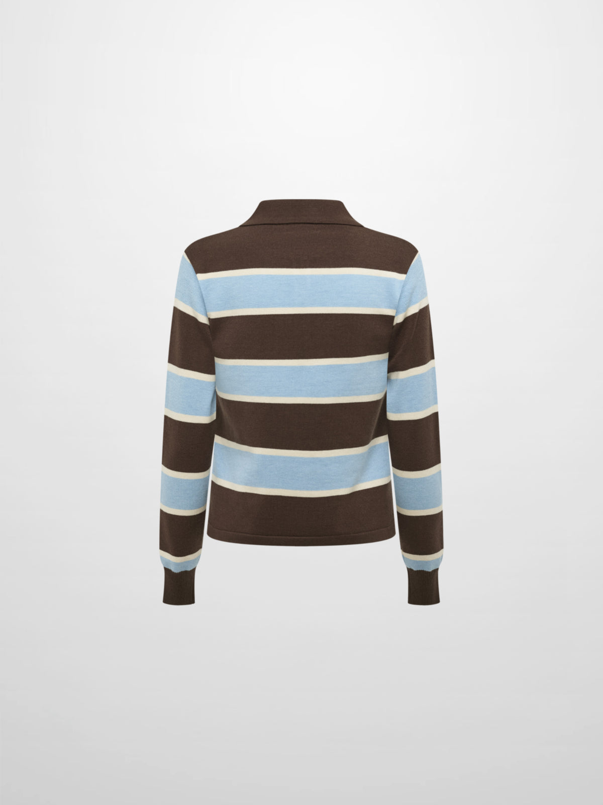 Knit Polo Top - Brown/Light Blue