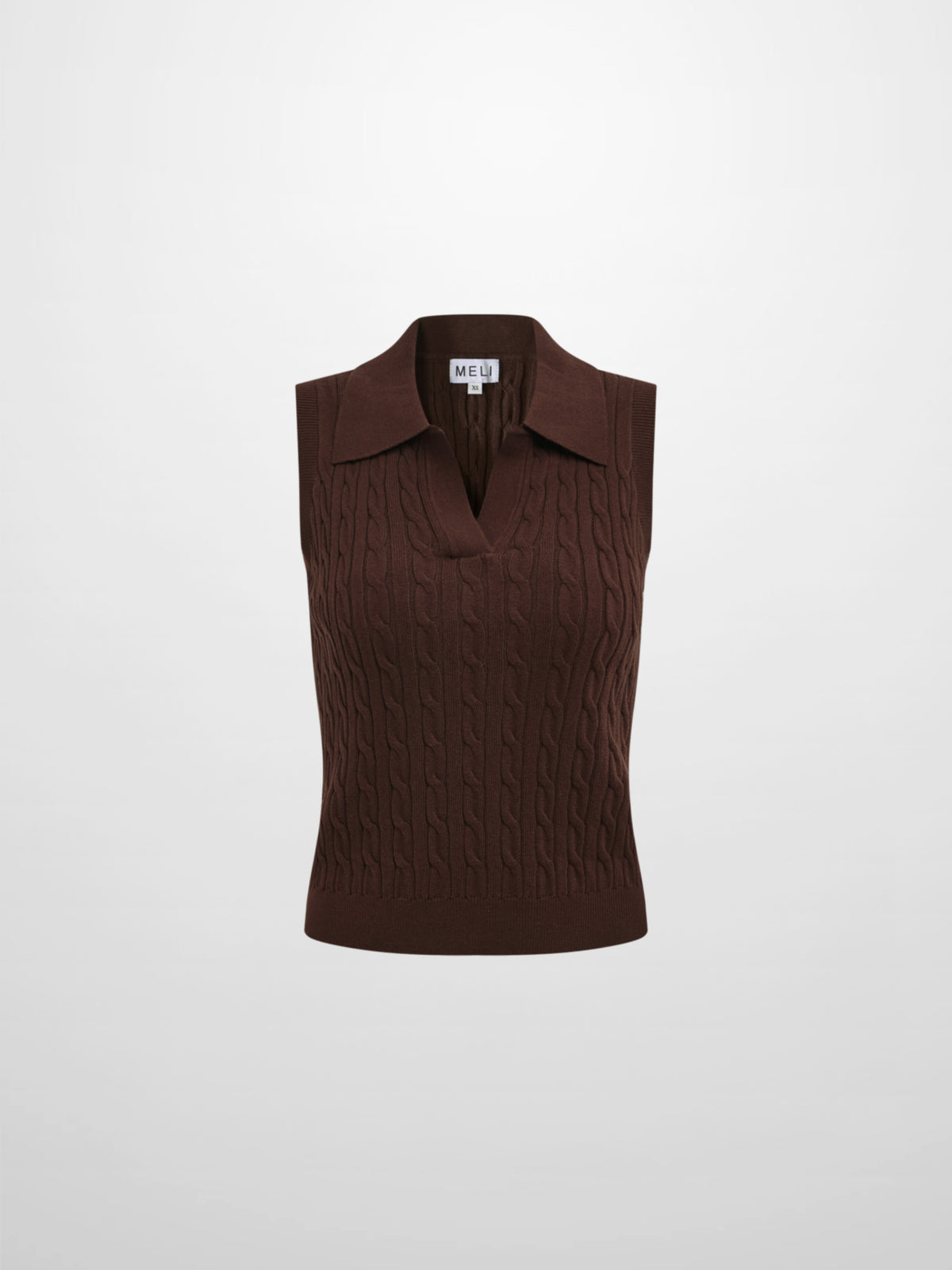 Cable Knit Vest - Brown