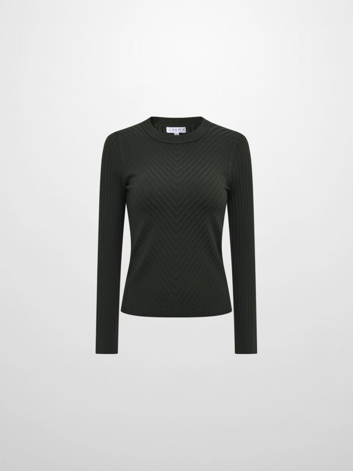V Ribbed Sweater - Green