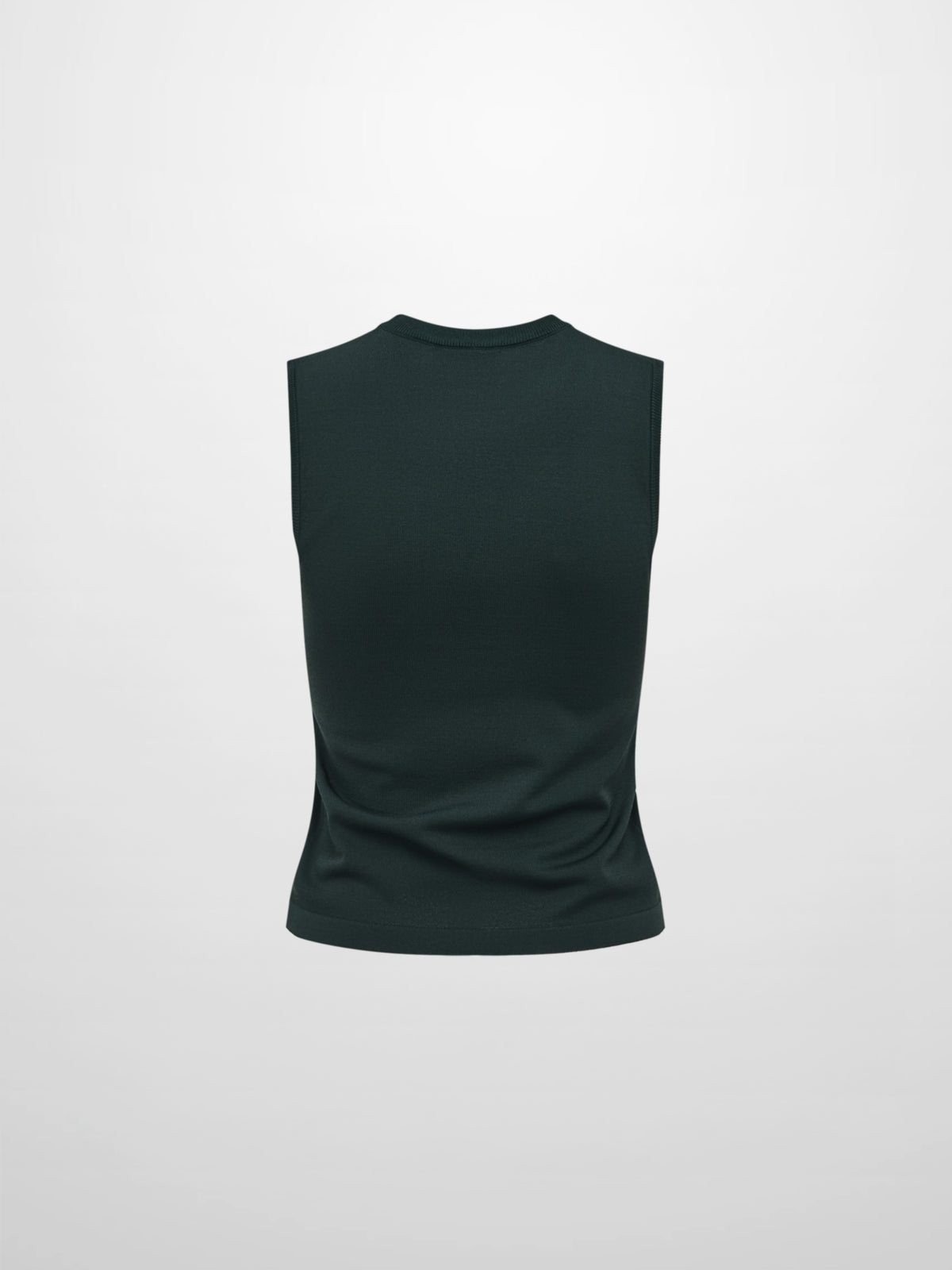 Sleeveless Crew Neck Silk Knit Top - Emerald Green