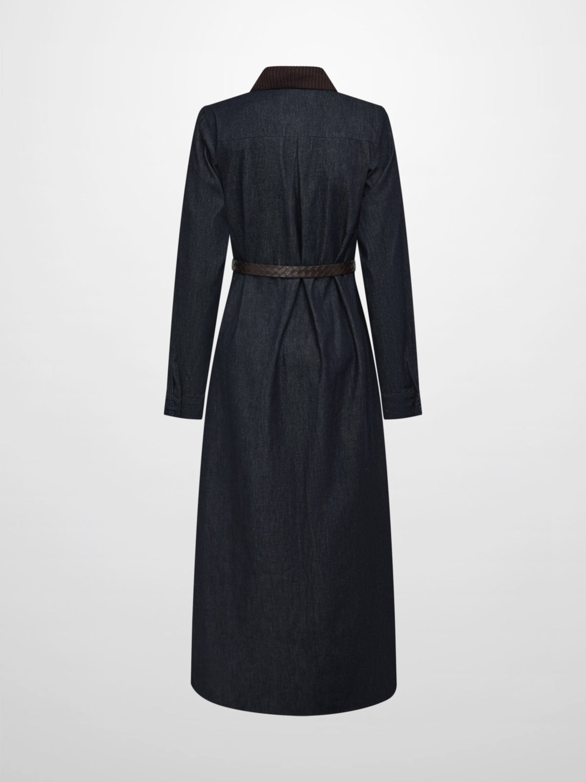Knit Pocket Denim Dress - Blue