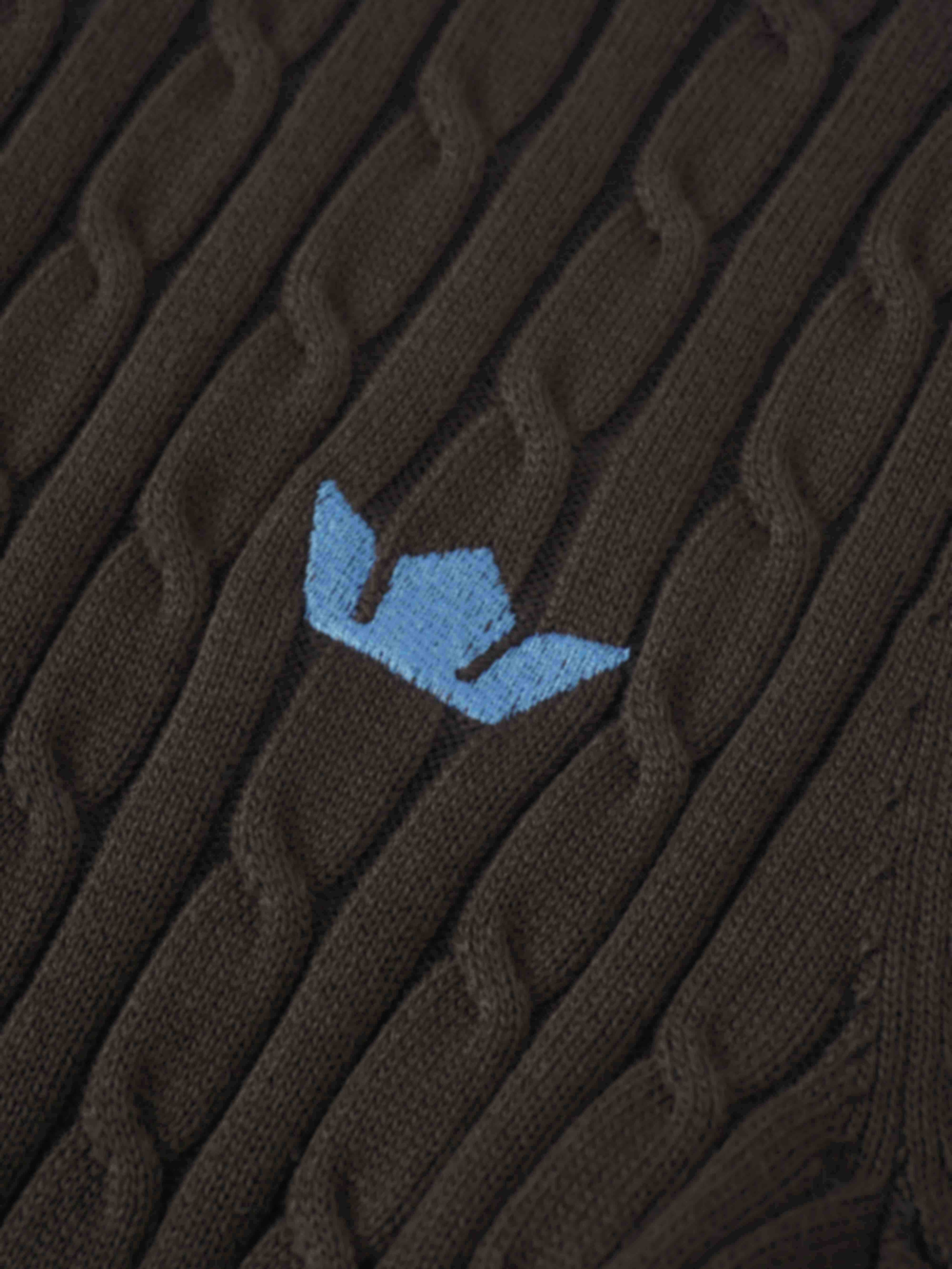 Logo Cable Sweater-Brown/Blue