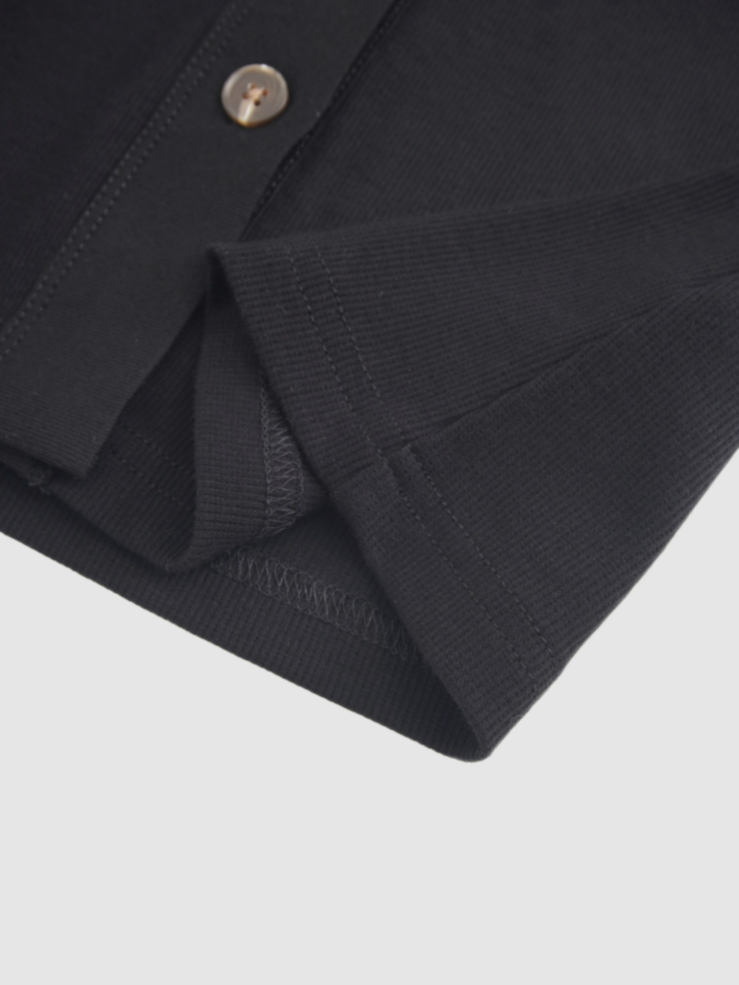 Ribbed Button Down Shirt-Black