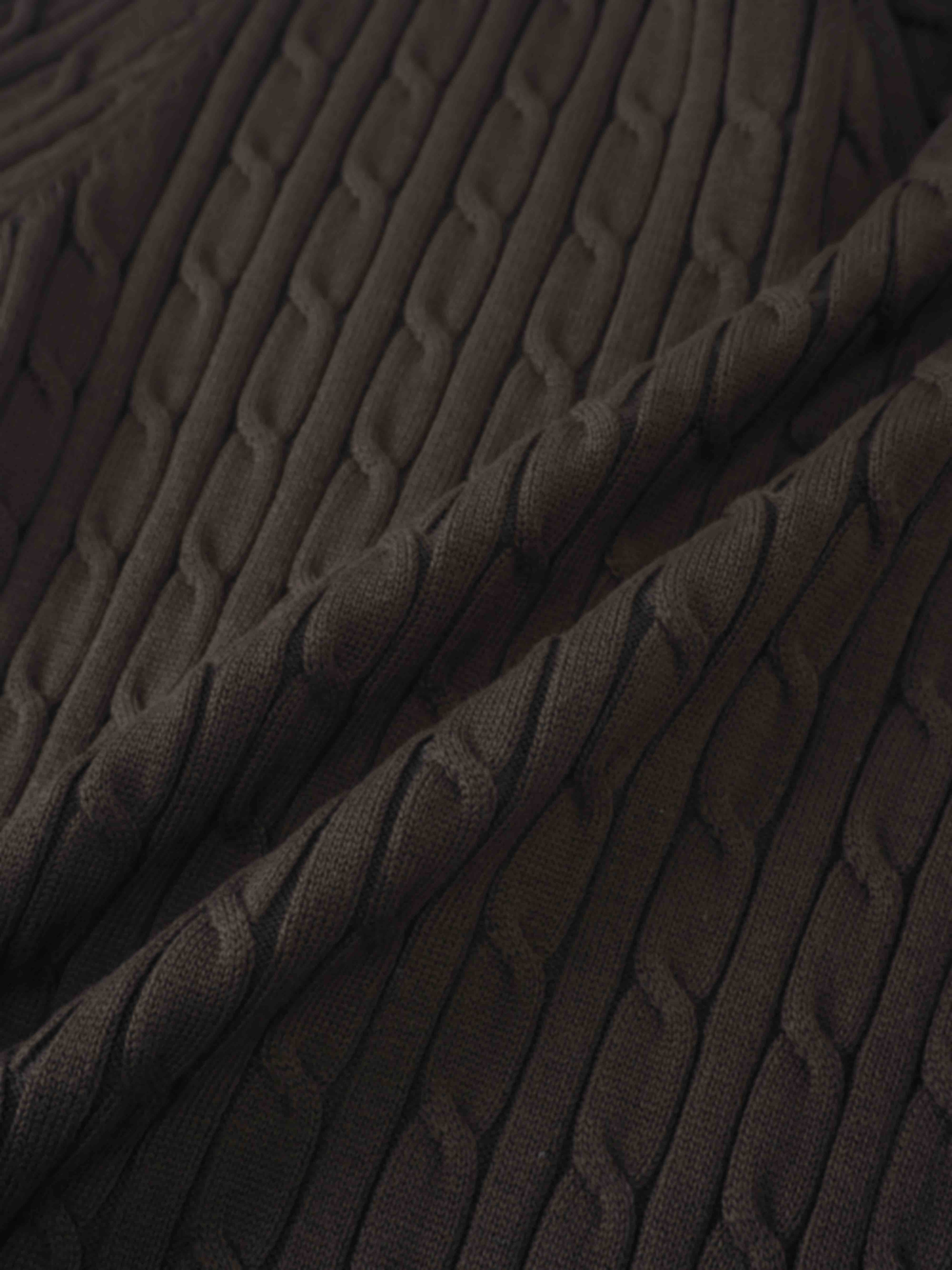 Logo Cable Sweater-Brown/Blue