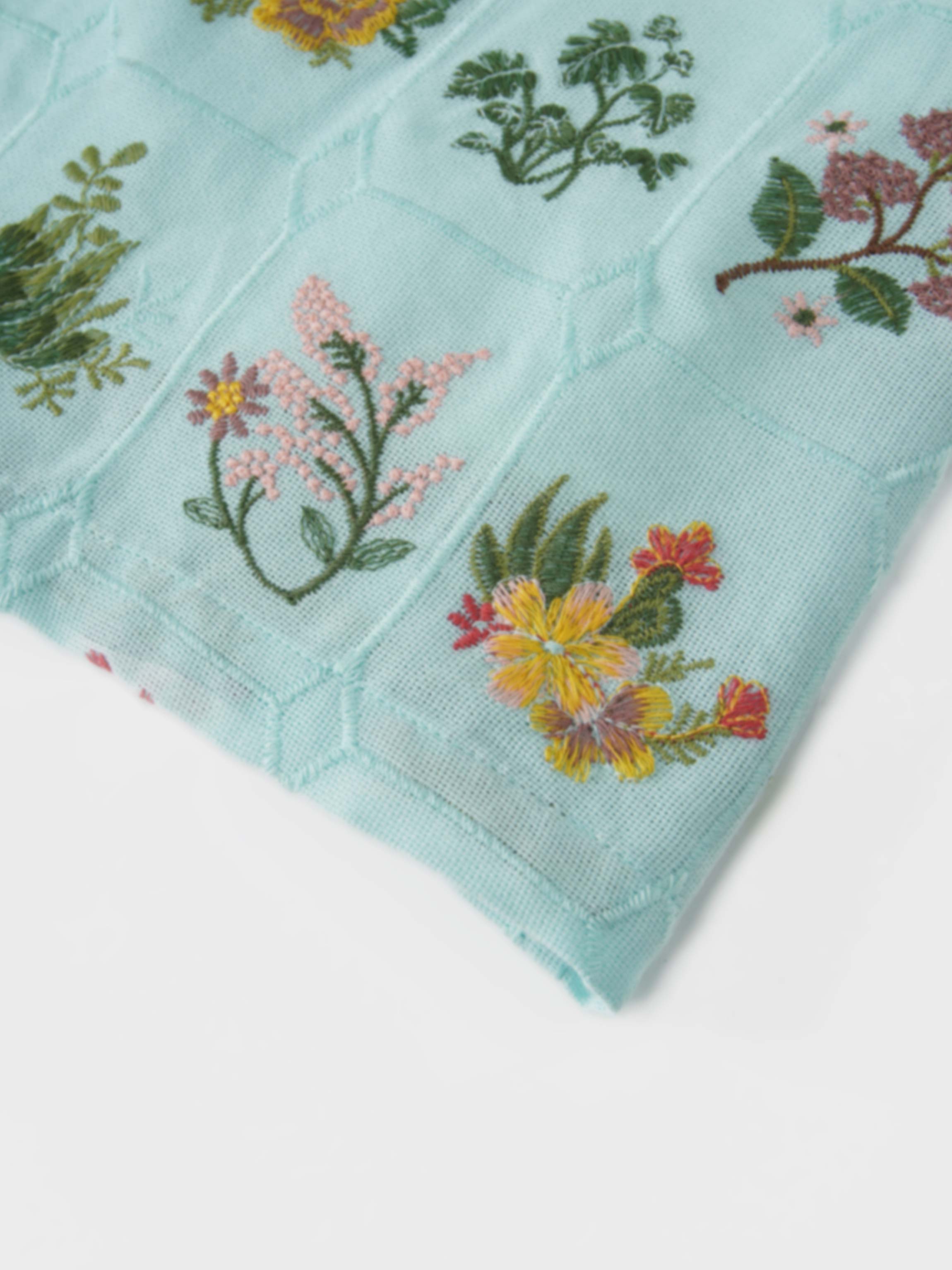 Embroidered Waisted Skirt-Mint