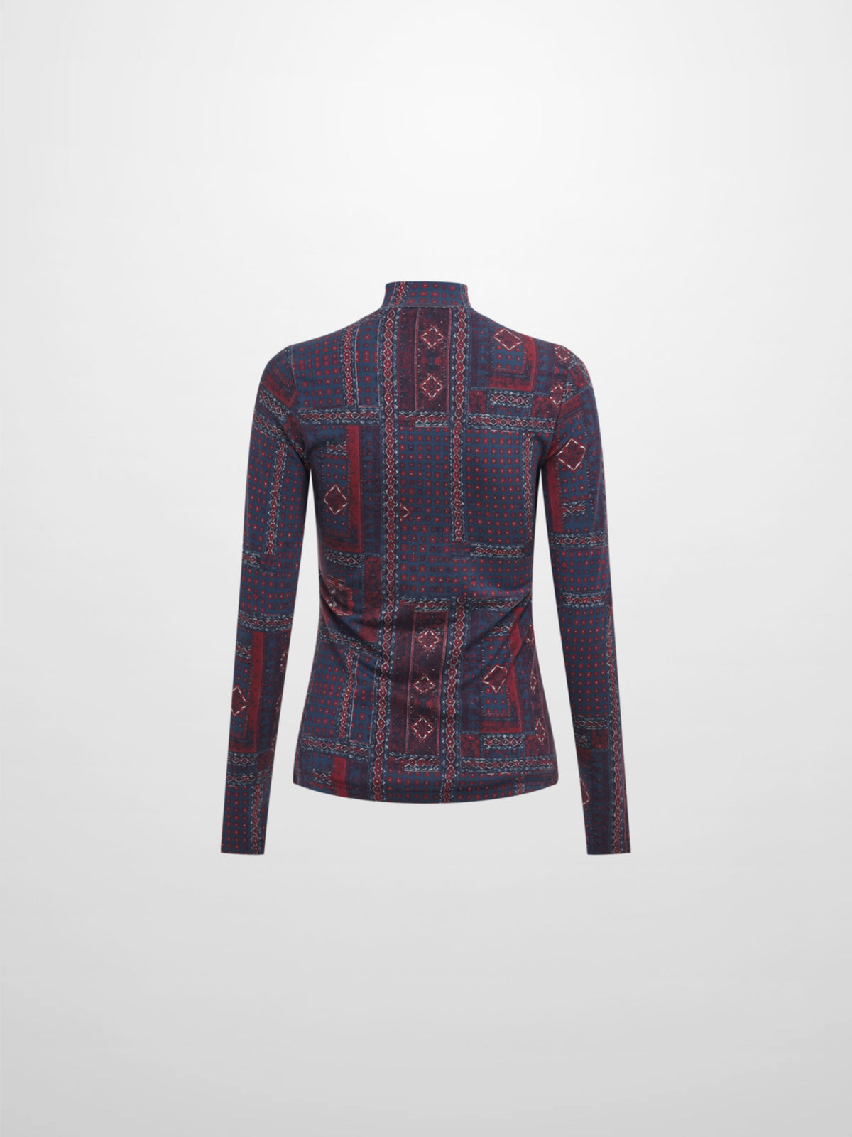 Printed Modal Turtleneck - Navy Mosaic