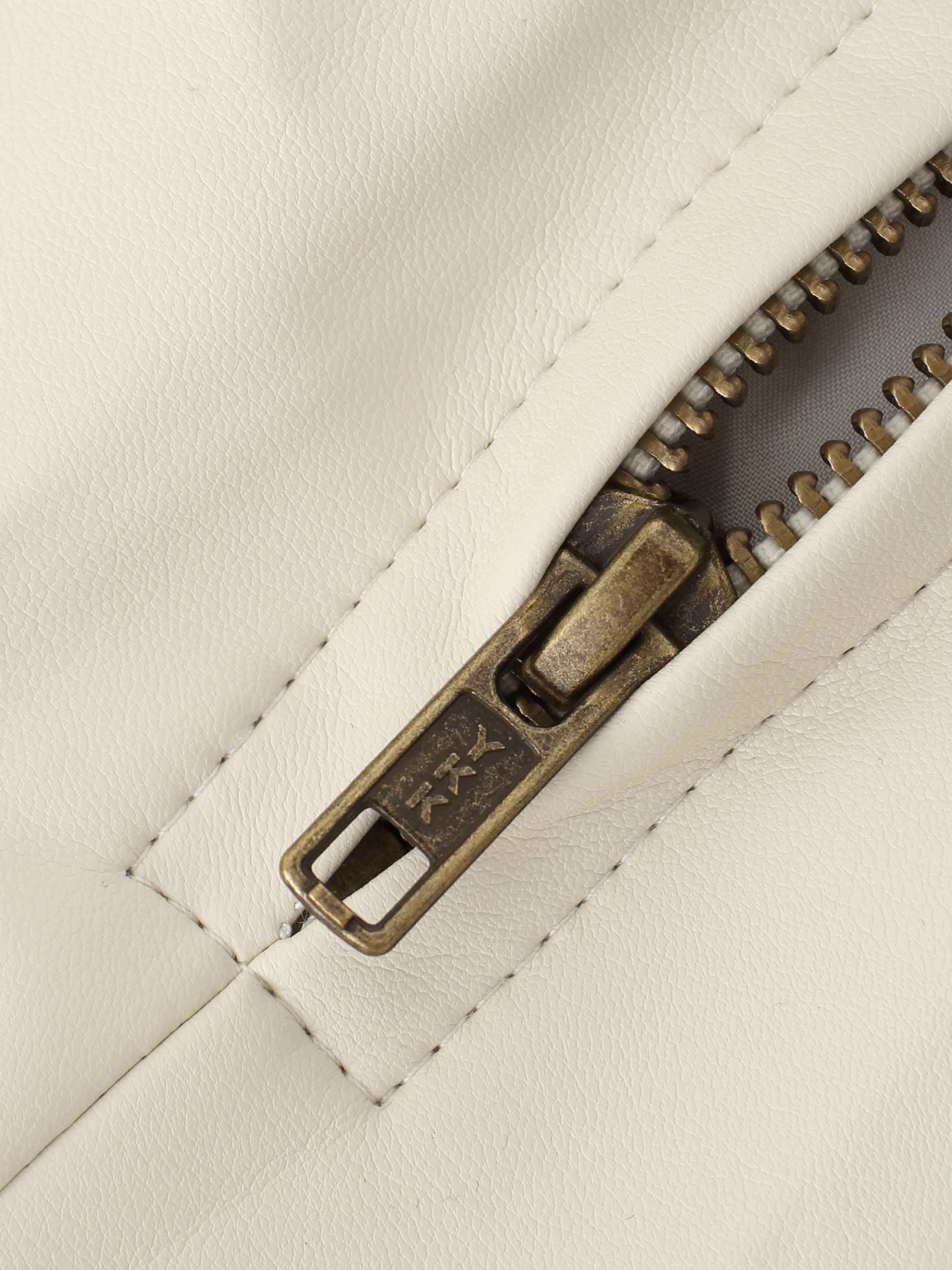Flare Leather Skirt 27"-Ivory