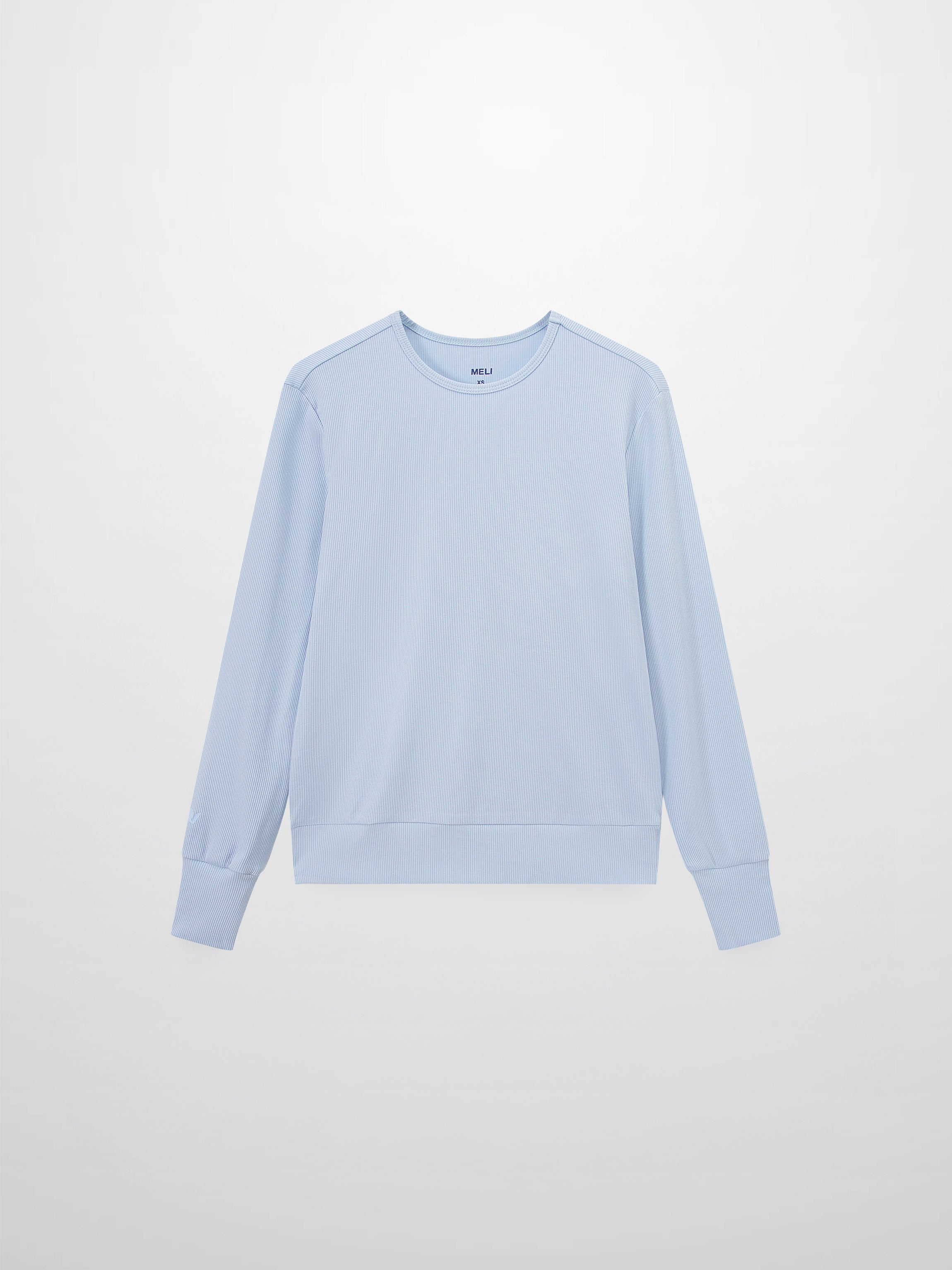 Ribbed Crew Bomber-Light Blue