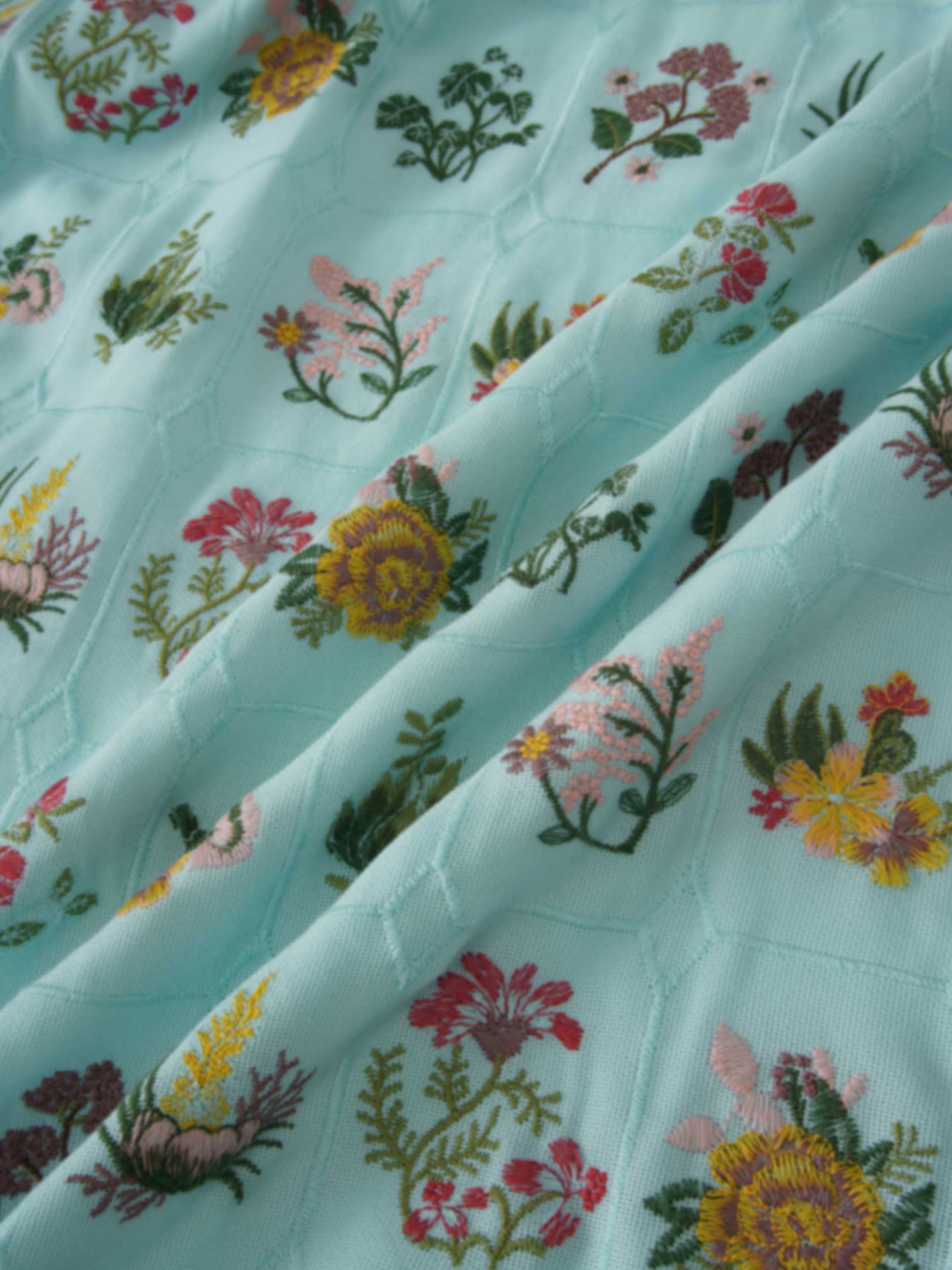 Embroidered Waisted Skirt-Mint