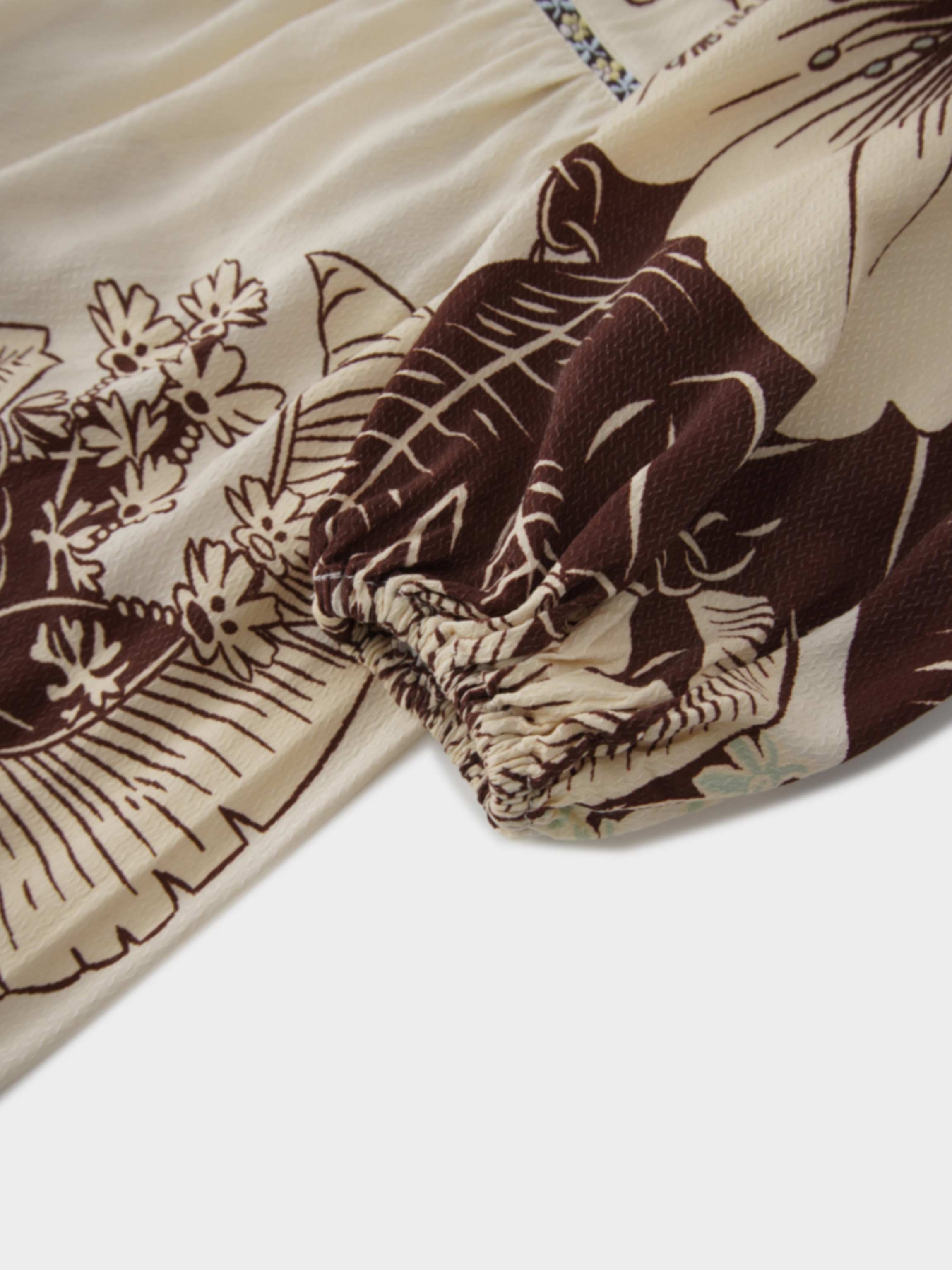 Peasant Belted Dress-Brown Floral