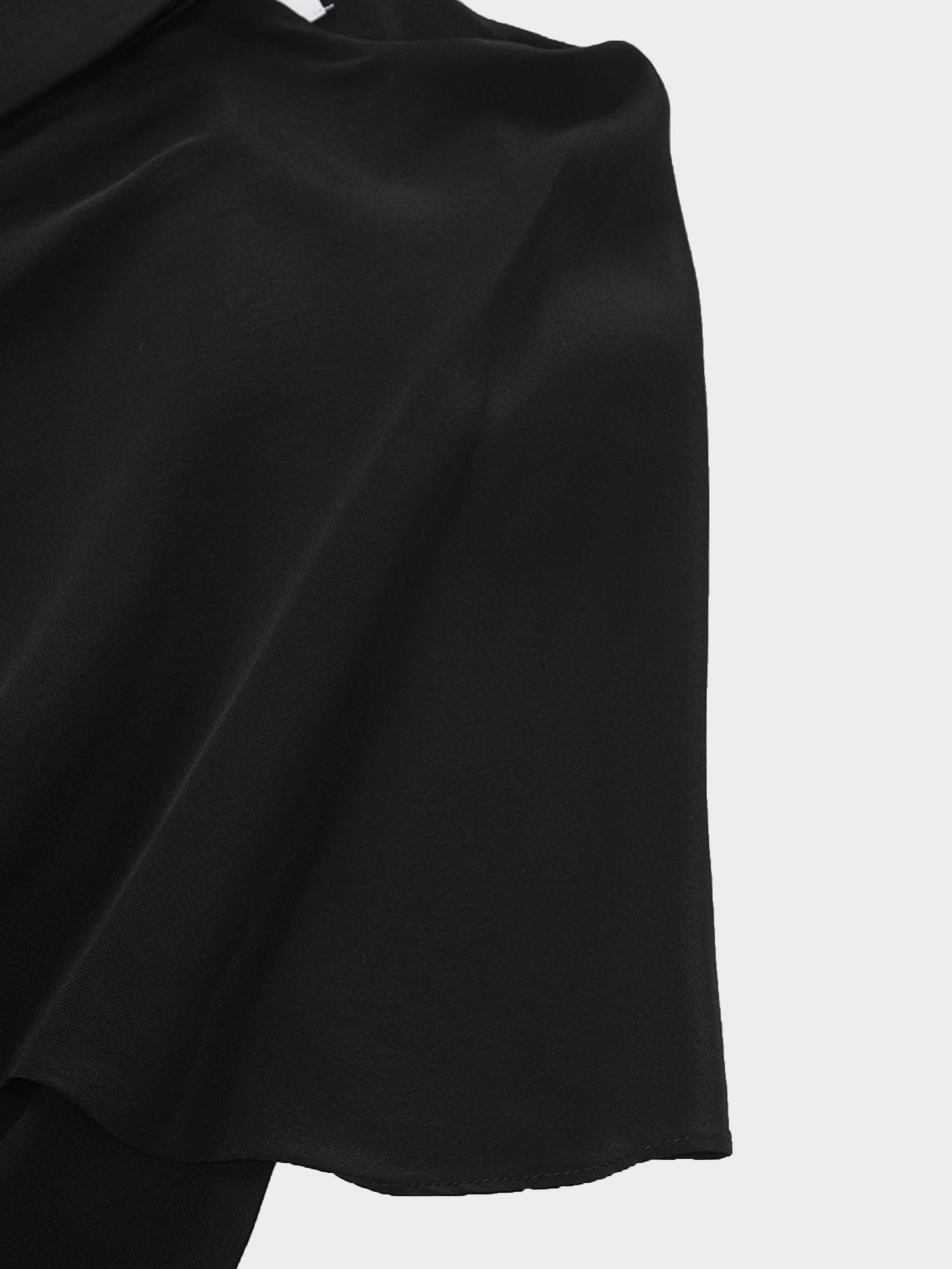 Silk Cape Blouse-Black