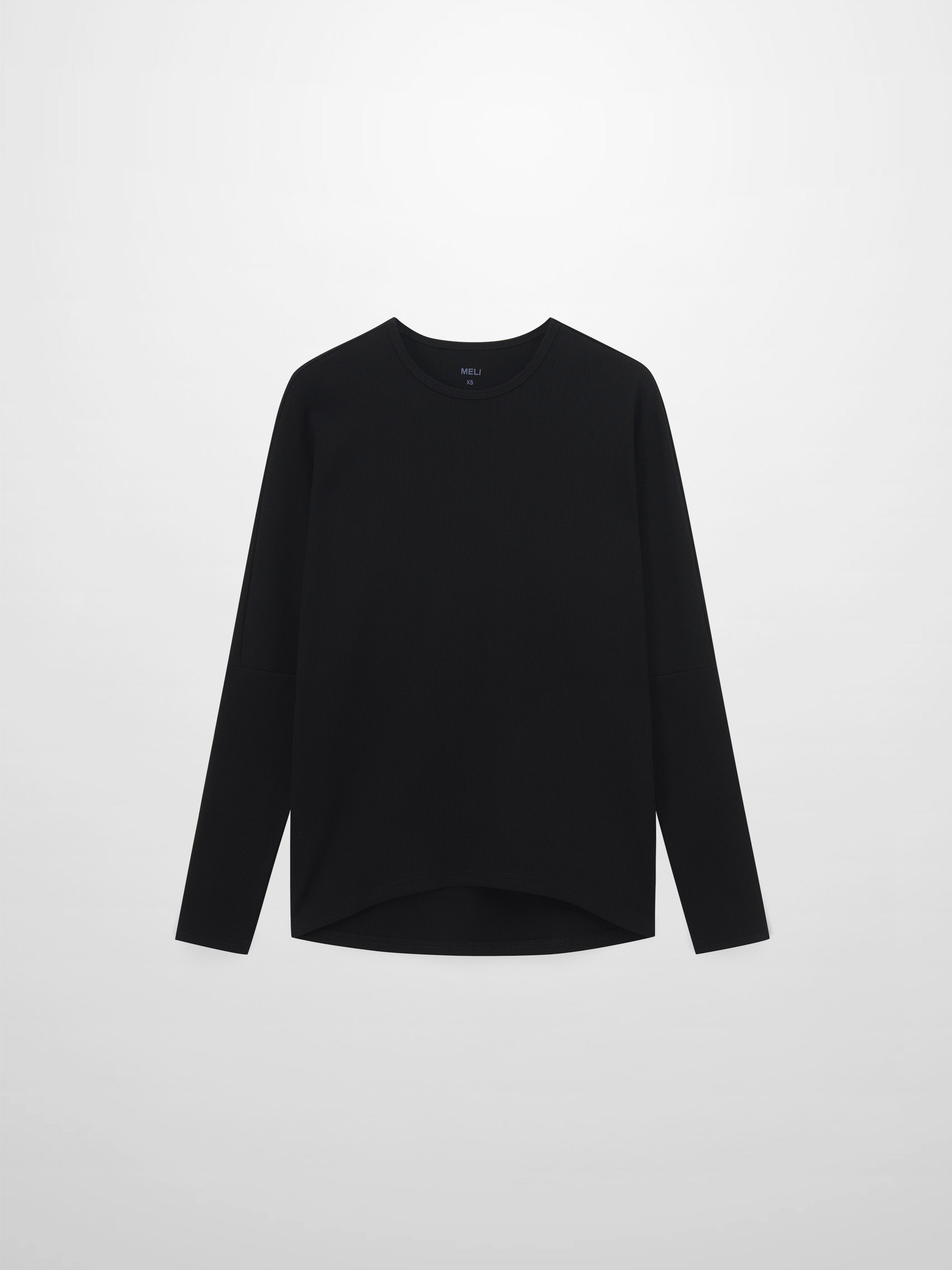 CREW RIBBED DOLMAN-BLACK