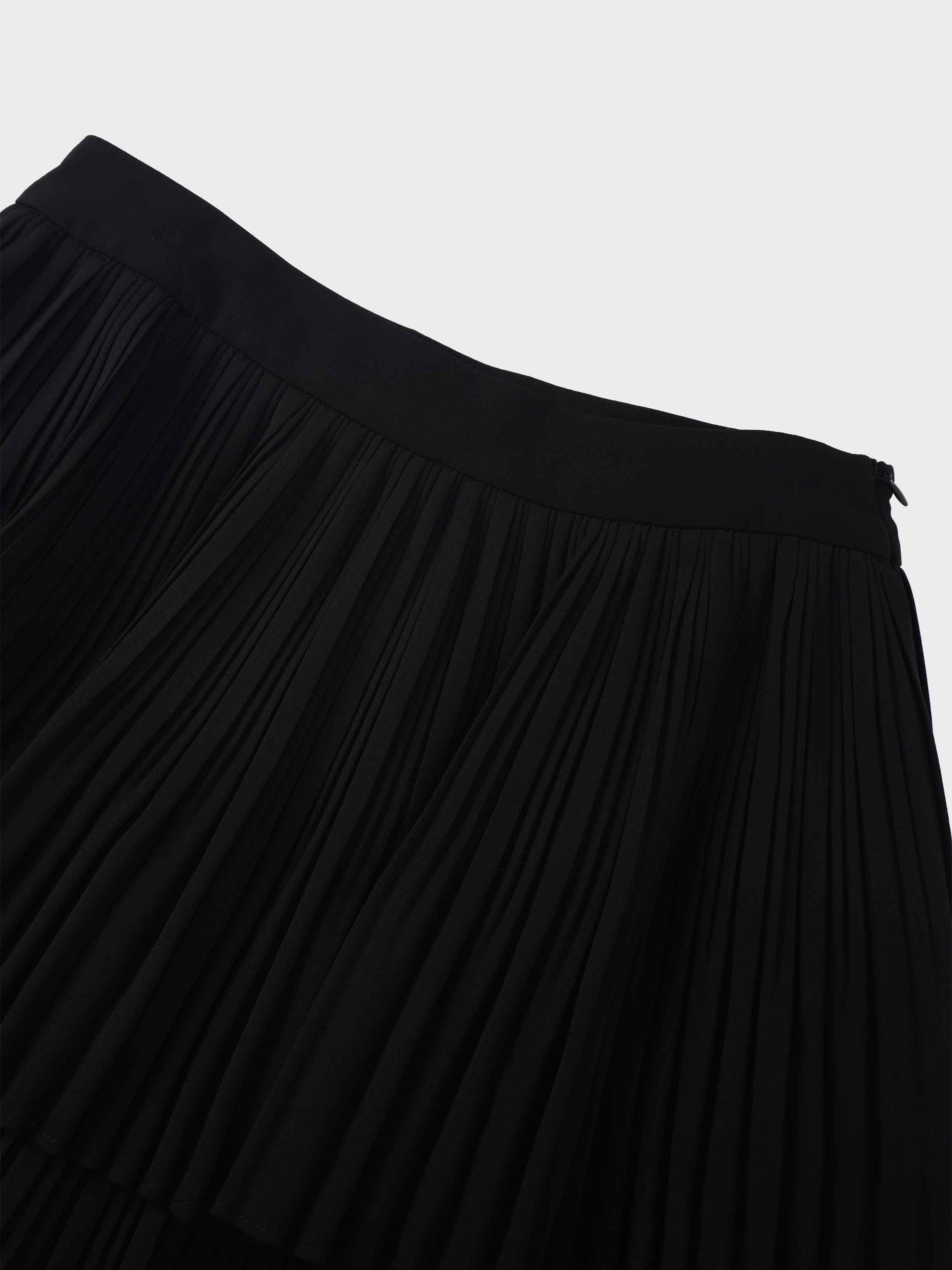 Pleated Layer Skirt 26"-Black