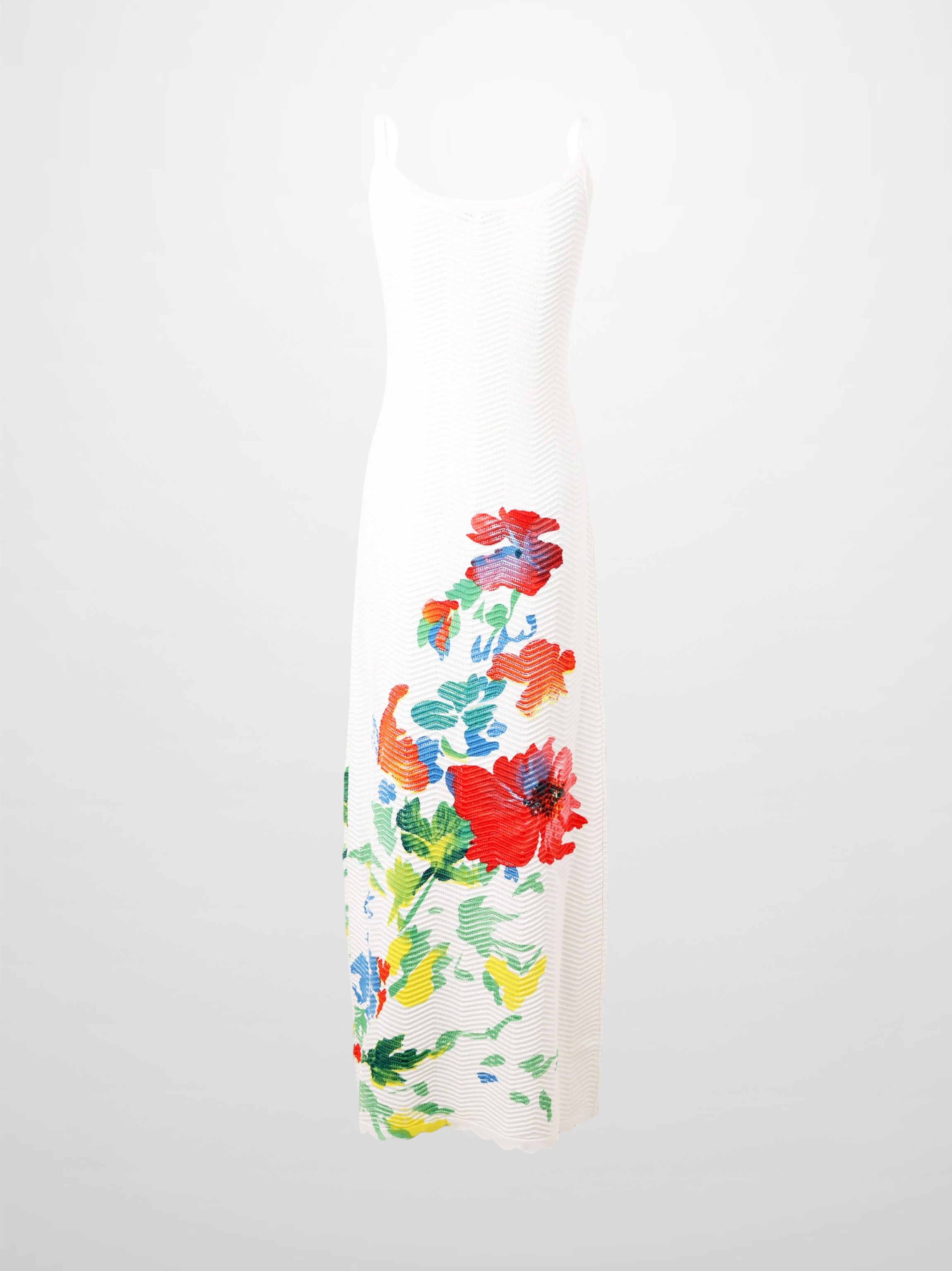 Wave Design Slip Dress-Coral Flower