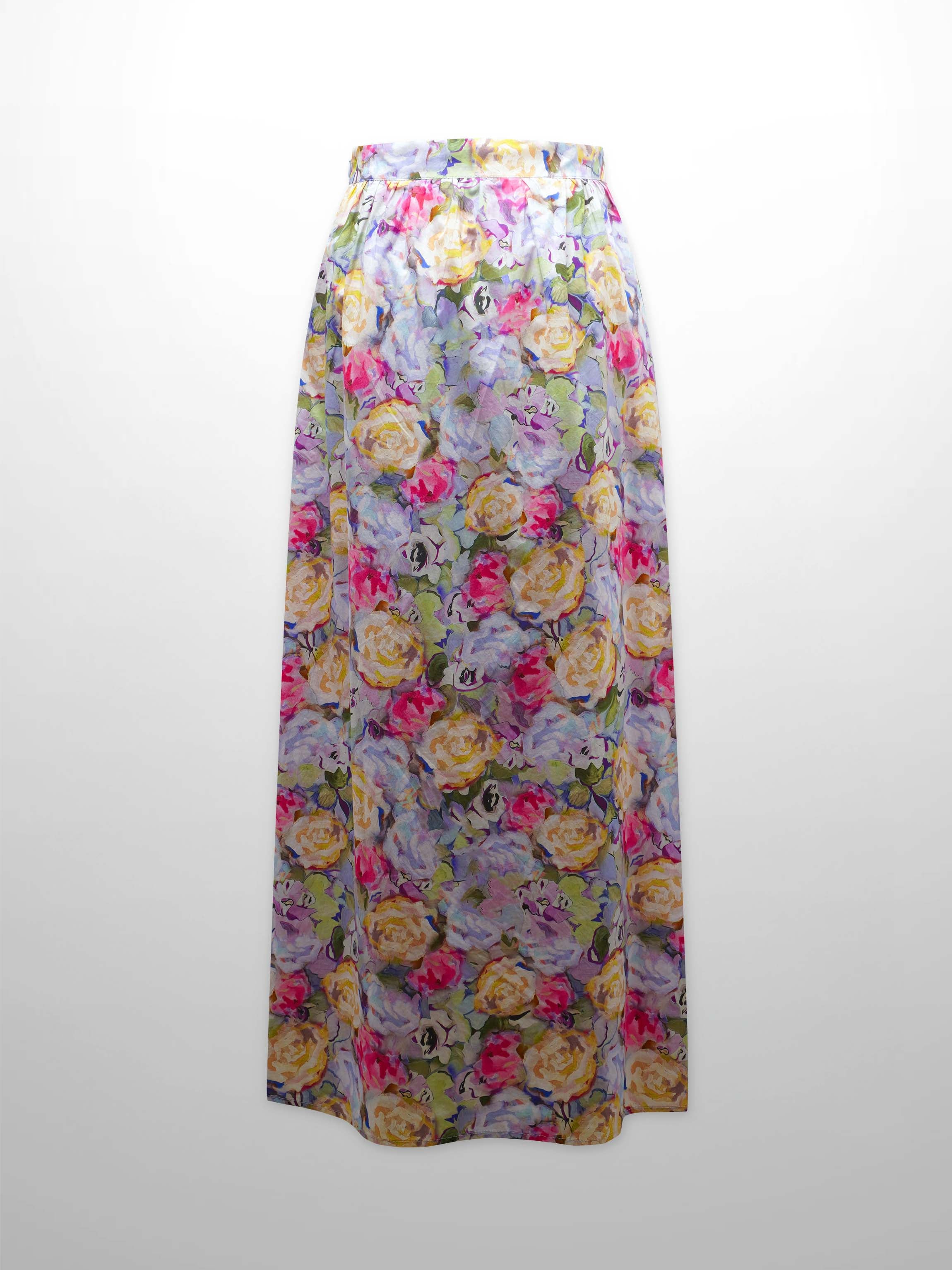 Yoke Floral Skirt-Pink/Purple