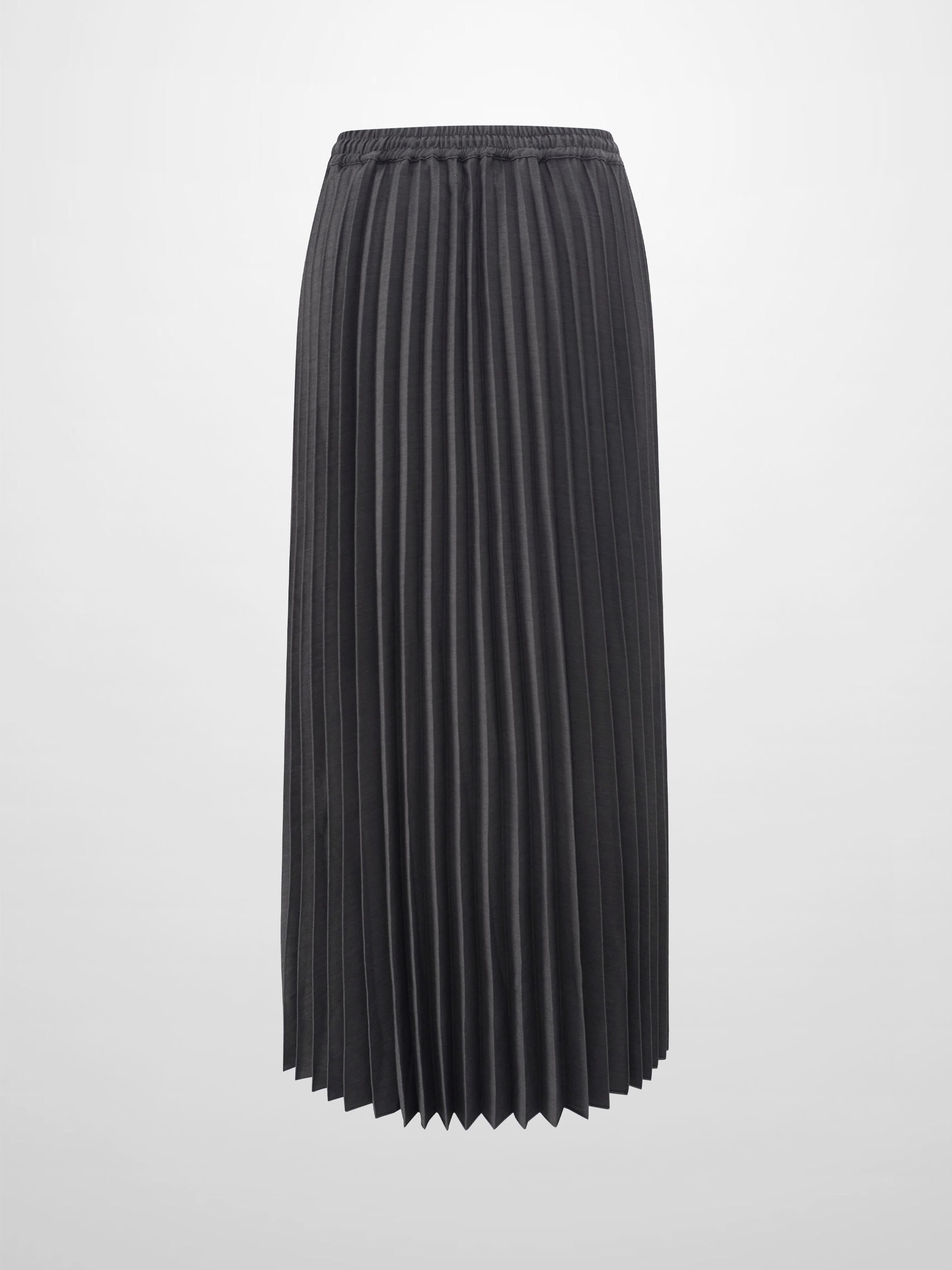 Elastic Waist Micro Pleat Skirt-Denim Black