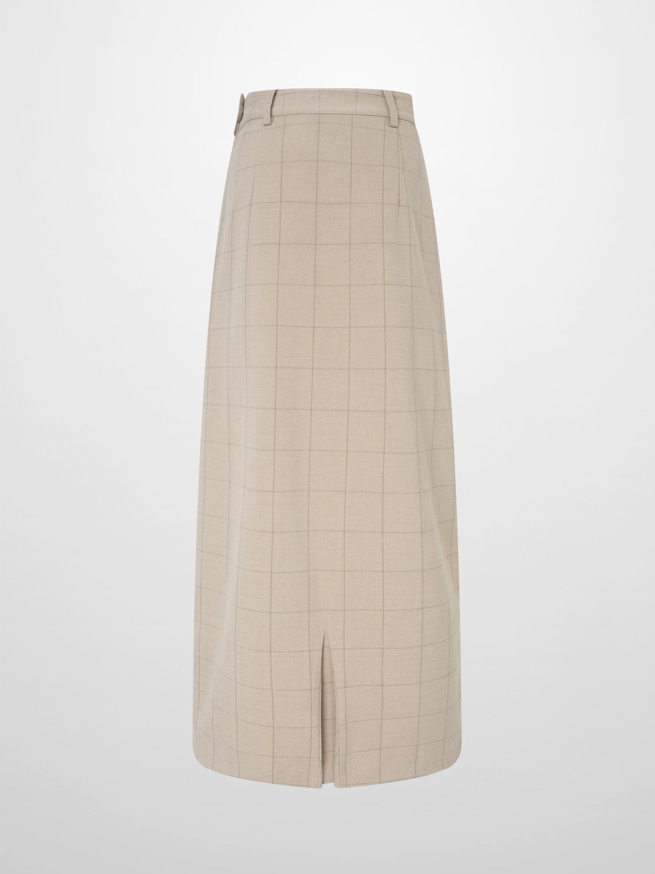 Straight Maxi Skirt - Tan Windowpane