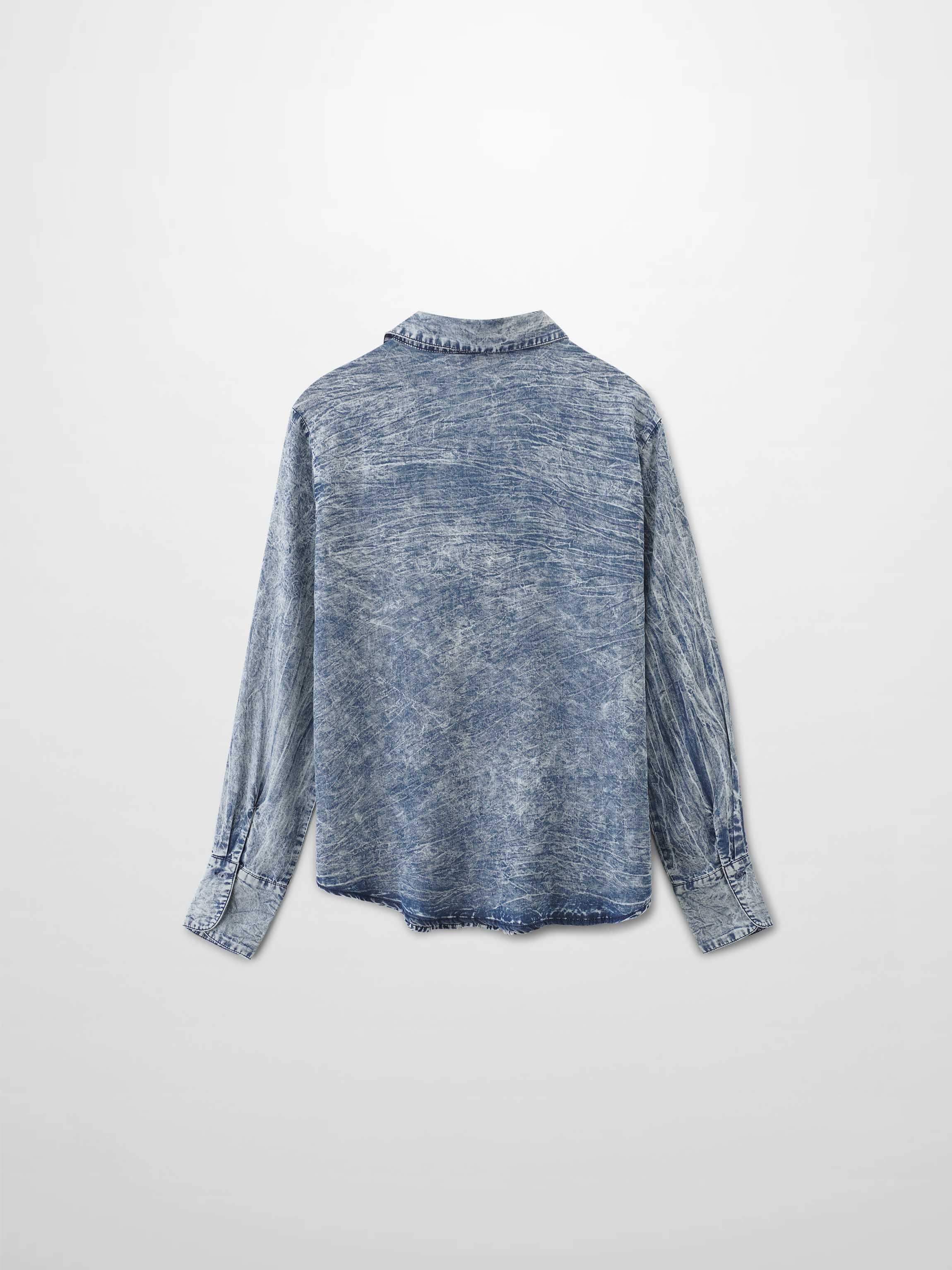 Denim Button Down Blouse-Washed Blue